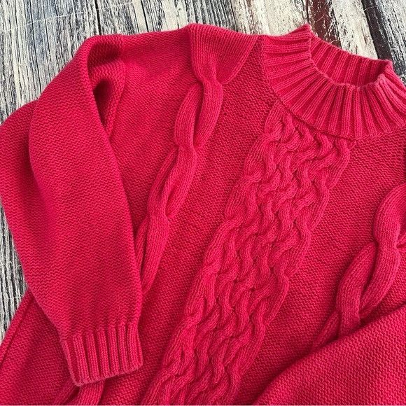 Vintage Vintage Women's Pink Oversized Cable Knit Sweater Size M / US 6-8 / IT 42-44 - 3 Thumbnail