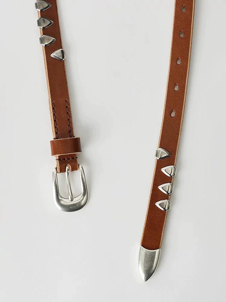 Our Legacy our legacy Light brown brim leather belt decorated with nai Size ONE SIZE - 2 Thumbnail