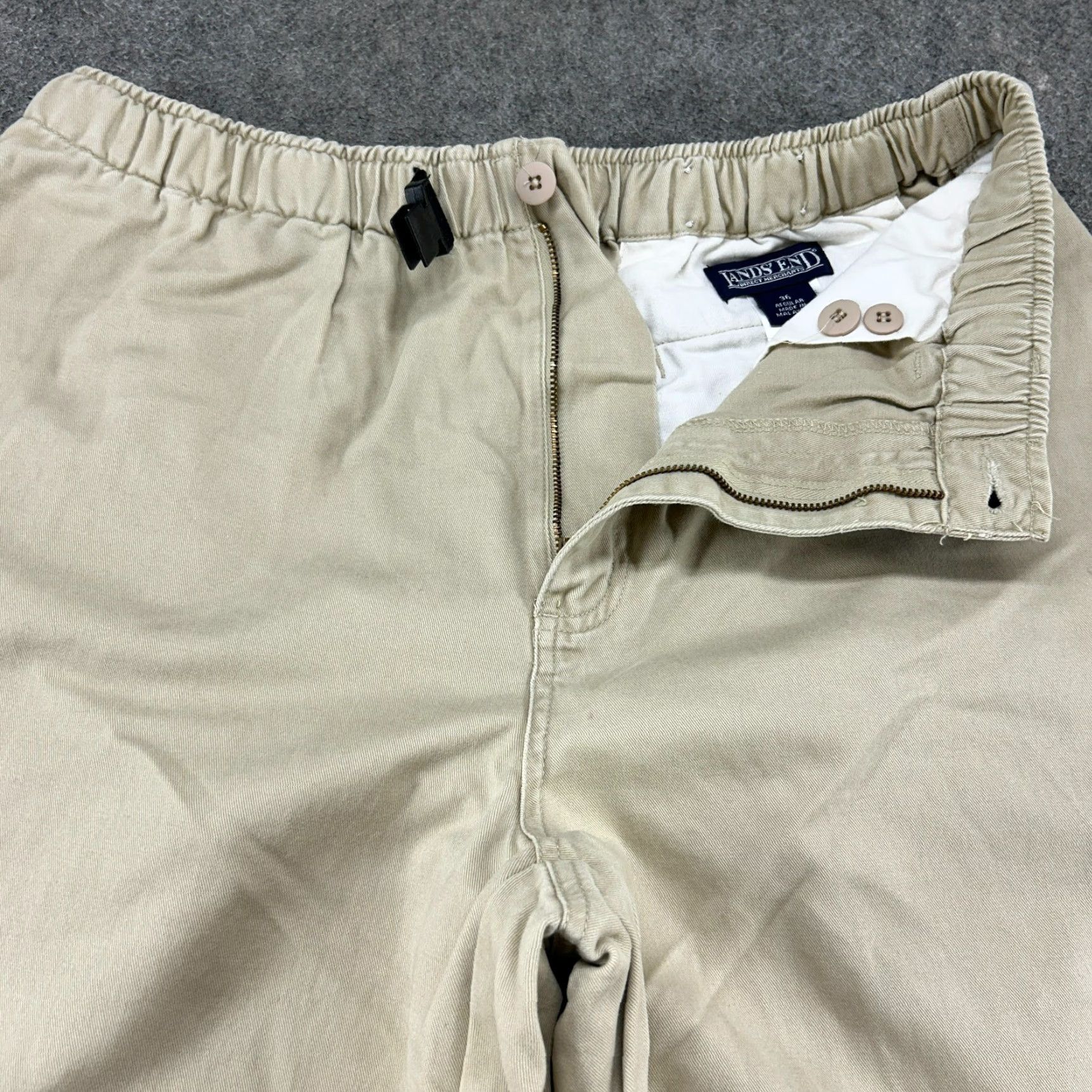 Lands' End Lands End Mens 36x29 Beige Chino Relaxed Straight Belted 5-Pocket Design Jeans Denim Straight 90s Belts Belted Pants Size US 36 / EU 52 - 2 Thumbnail