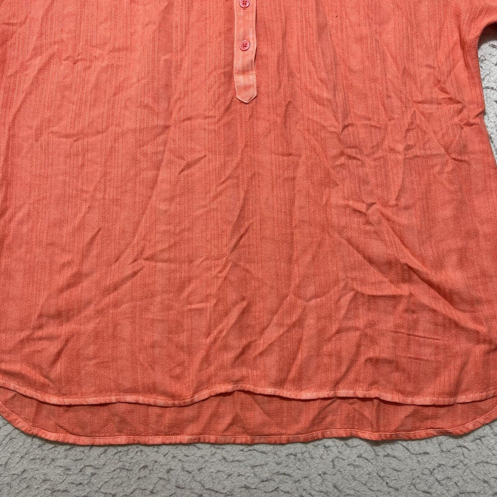 Chicos Chico's Large Linen Blend Short Sleeve Half Button Up Shirt Size L / US 10 / IT 46 - 7 Thumbnail
