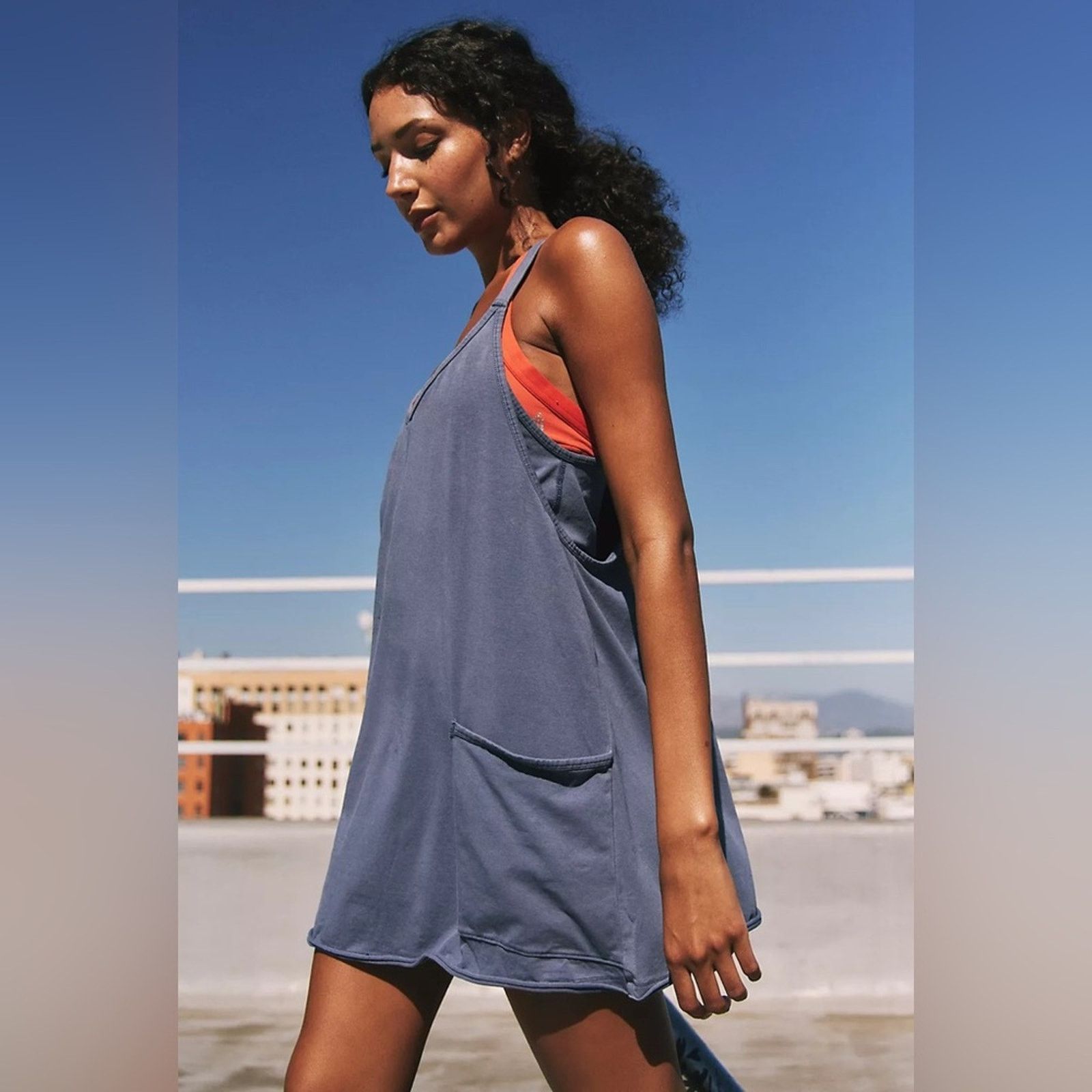 FREE PEOPLE Movement HOT SHOT MINI DRESS Indigo Blue Shorts