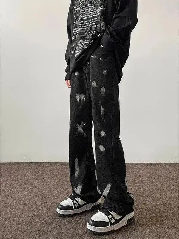 Japanese Brand Retro loose ink splatter graffiti tie dye jeans Size US 32 / EU 48 - 2 Thumbnail