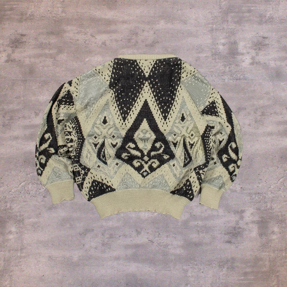 Japanese Brand VTG 90's Diamond Pattern Oversize Knitted Crewneck Sweater Size US L / EU 52-54 / 3 - 2 Thumbnail