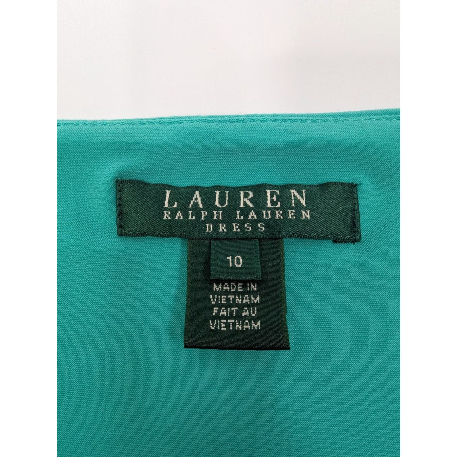 Ralph Lauren Lauren Ralph Lauren Sleeveless Dress Womens Sz 10 Green Ruched Pleated Faux Wrap A-Line Dress Size L / US 10 / IT 46 - 7 Thumbnail