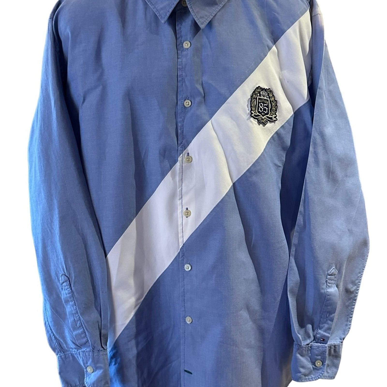 Tommy Hilfiger Tommy Hilfiger XXL Blue & White Long Sleeve Button Up Shirt Size US XXL / EU 58 / 5 - 3 Thumbnail