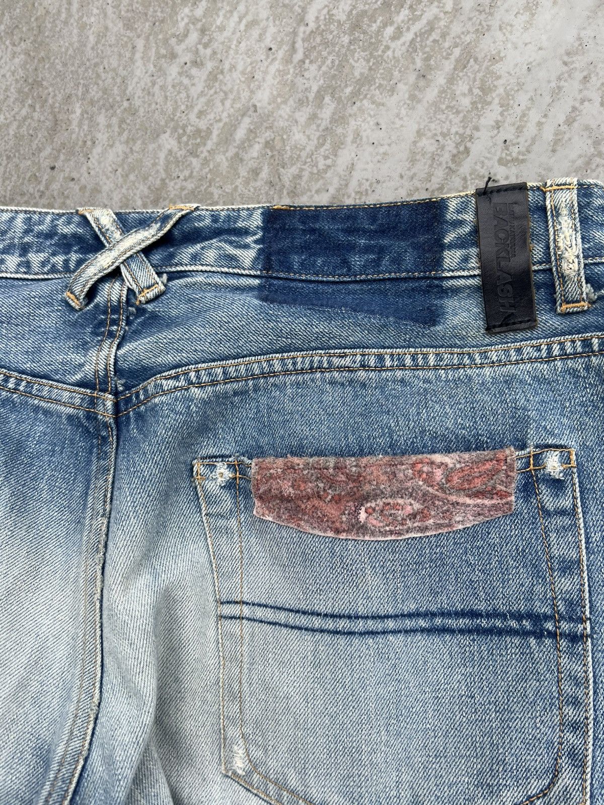 Isamu Katayama Backlash Isamu Katayama Backlash Patchwork Leather Repair Flare Jeans Size US 33 - 6 Thumbnail