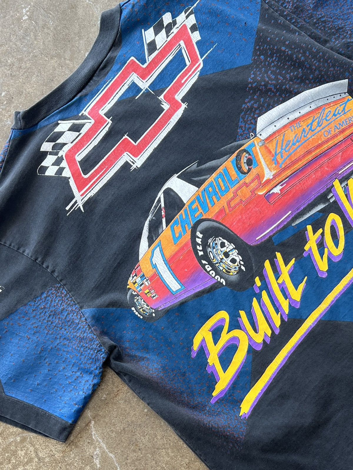 NASCAR Vintage 90s AOP Chevrolet The Heartbeat Built to Win Tee XL Size US XL / EU 56 / 4 - 5 Thumbnail