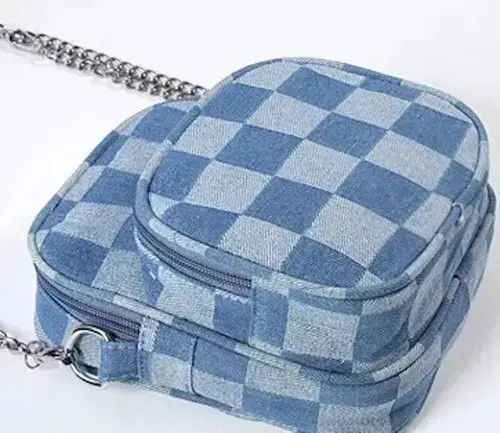 Hypebeast Fashion y2k denim checkered chain crossbody shoulder bag Size ONE SIZE - 3 Thumbnail