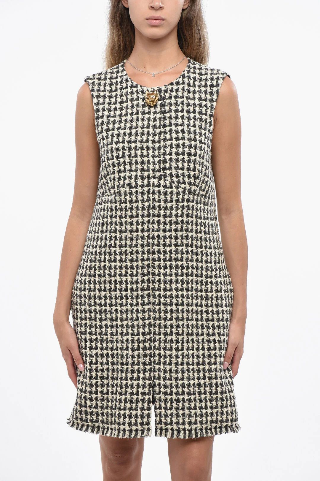 Lanvin og1mm0426 Textured Fabric Sleeveless Trapeze Dress in White Size M / US 6-8 / IT 42-44 - 4 Thumbnail
