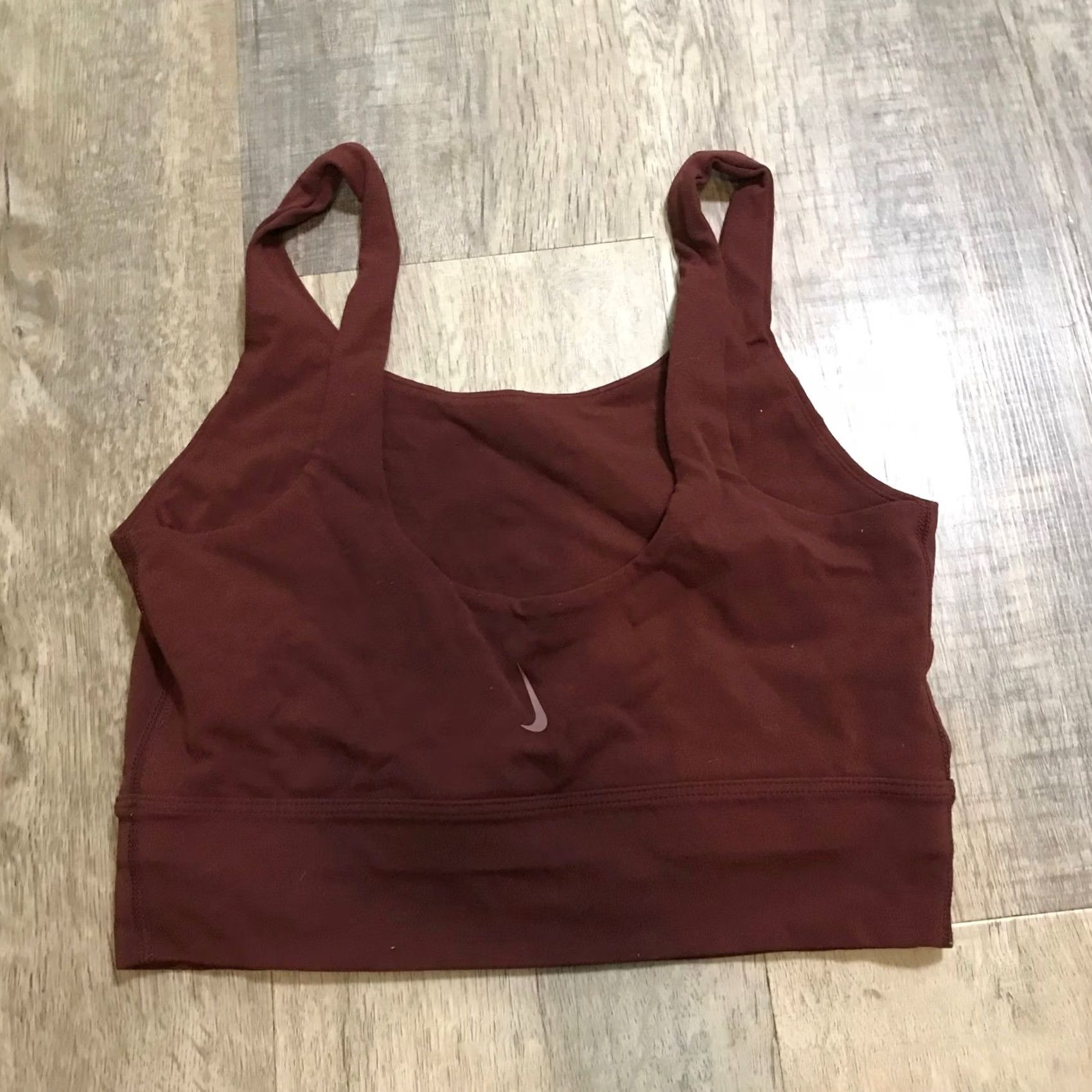 Nike Nike Dri-FIT Longline Womens Sports Bra Burgundy Red Square Neck S Small Size ONE SIZE - 2 Thumbnail