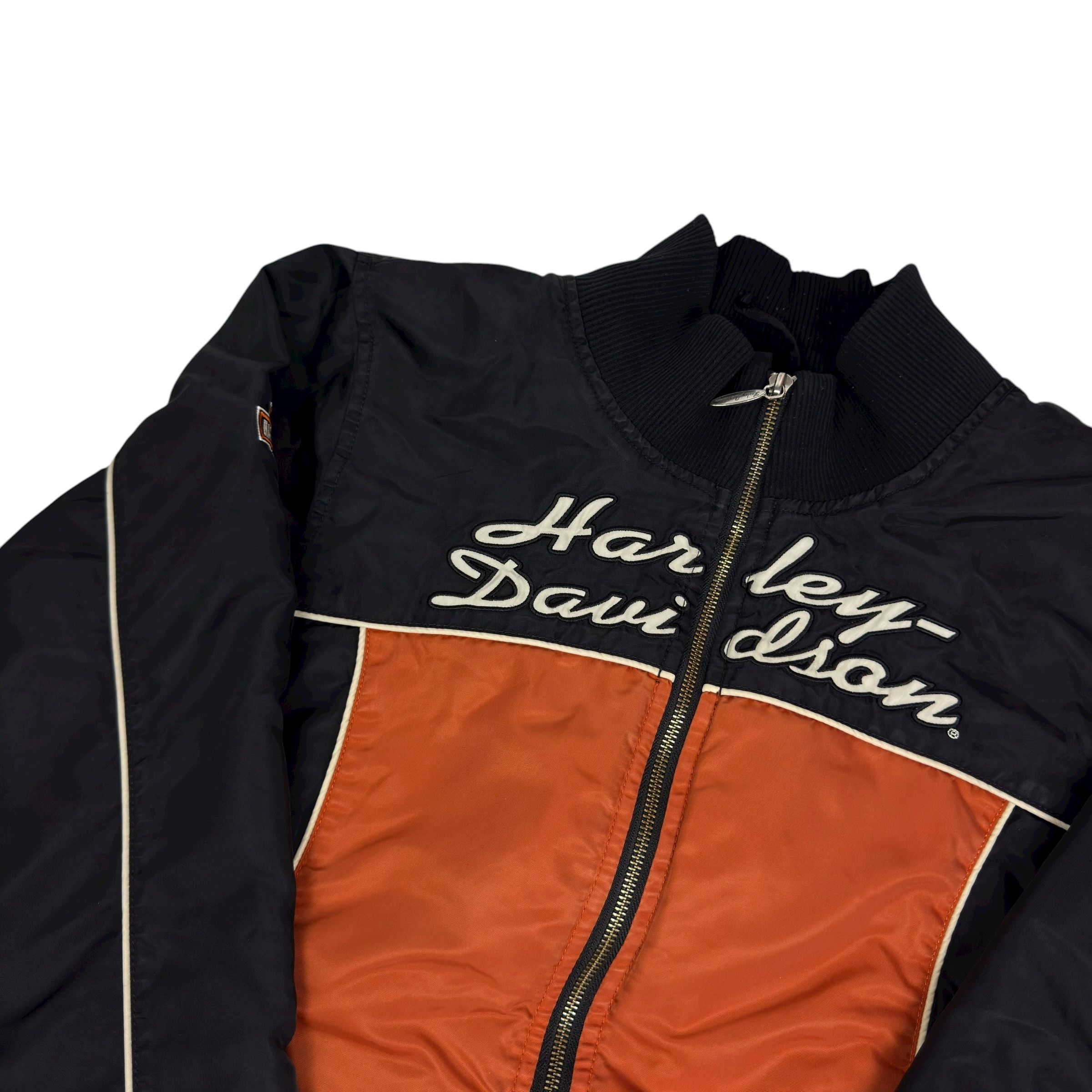 Harley Davidson Harley-Davidson Orange Black Full Zip Bomber Jacket XL Size XL / US 12-14 / IT 48-50 - 3 Thumbnail