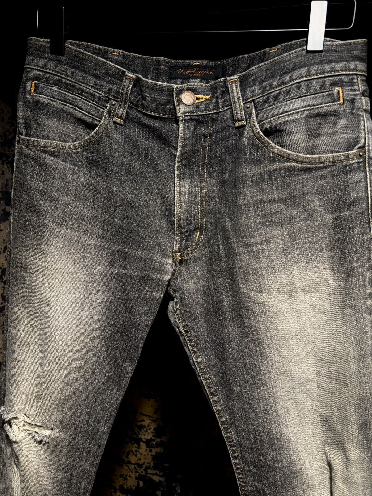 Undercover Undercover SS2003 “Scab” Giz Print Bootcut Denim – Grey Wash Size US 30 / EU 46 - 3 Thumbnail