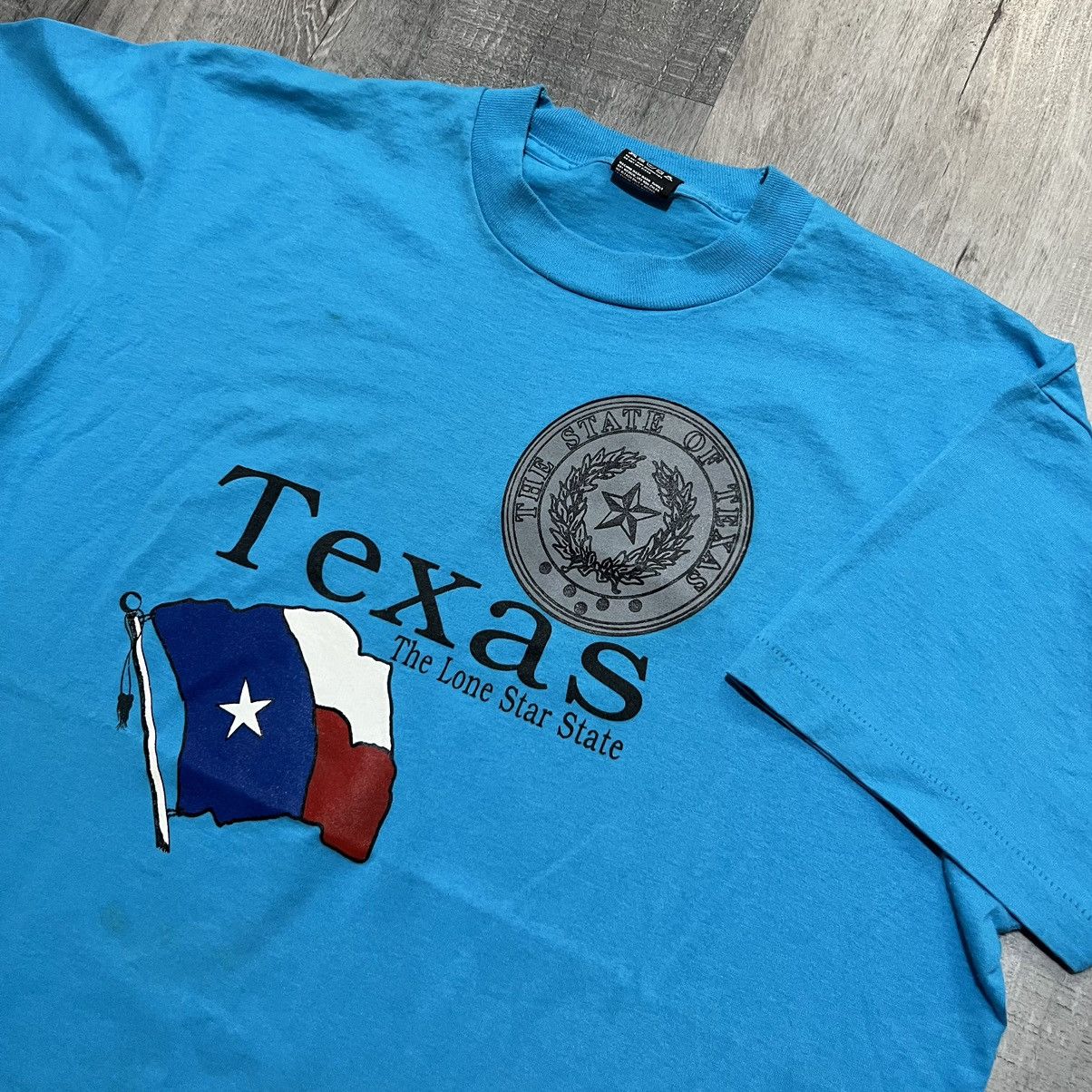Vintage VTG Texas 90s Blue Screen Stars Dallas USA Travel T Shirt Size US XL / EU 56 / 4 - 2 Thumbnail
