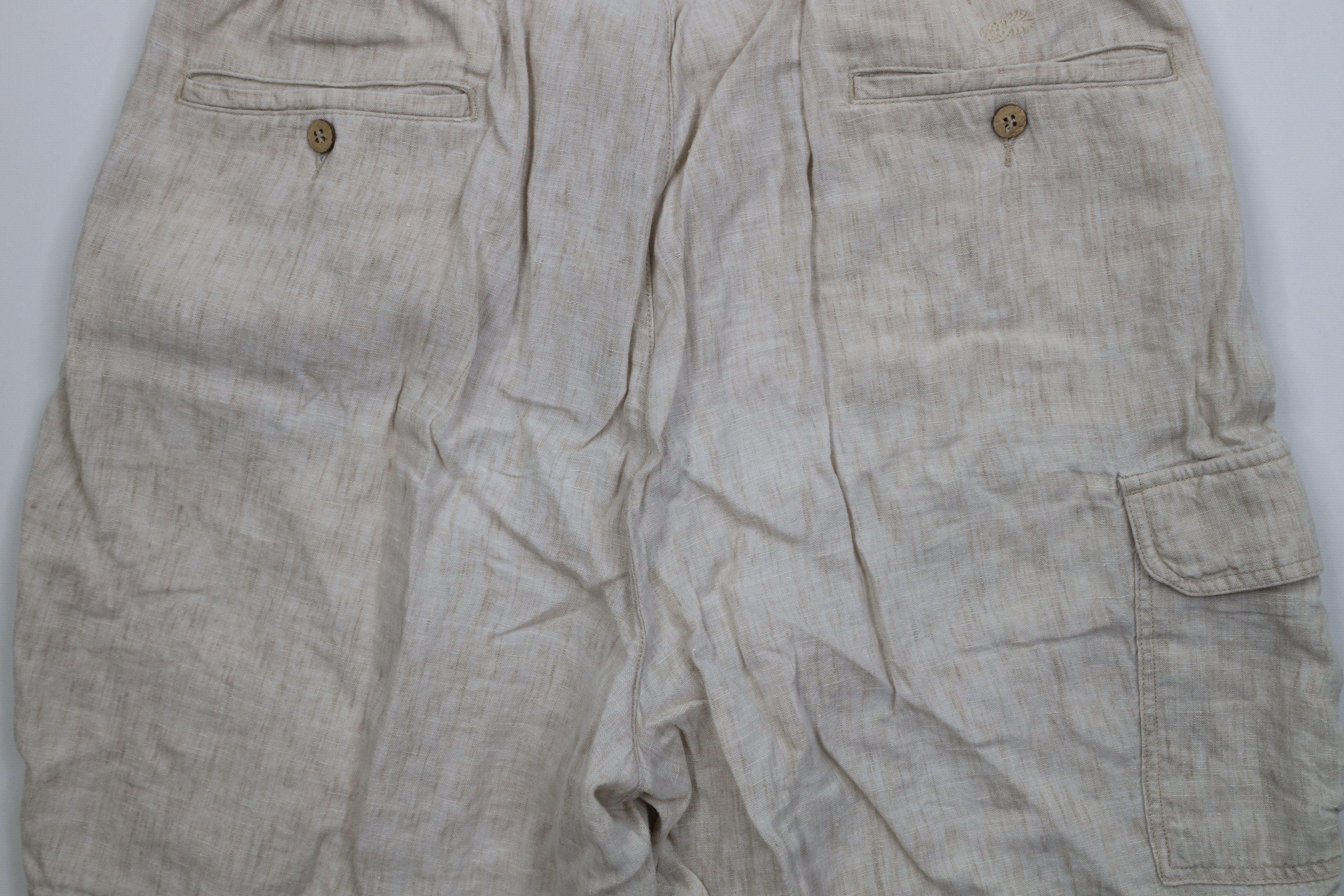Vintage Vintage 90s Streetwear Linen Cargo Shorts Oatmeal Brown Size US 34 / EU 50 - 13 Thumbnail