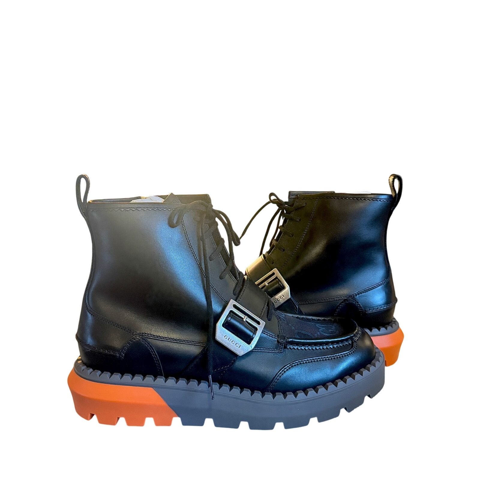 Gucci Gucci NWB Balck and Orange Lace Up Boot Buckle Size US 11 / EU 44 - 2 Thumbnail