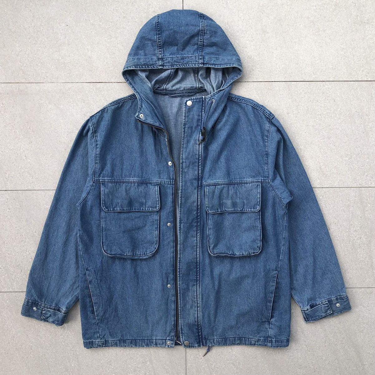 GU Vintage GU Double Pocket Denim Parka Jacket With Hoodie Size US L / EU 52-54 / 3 - 13 Thumbnail