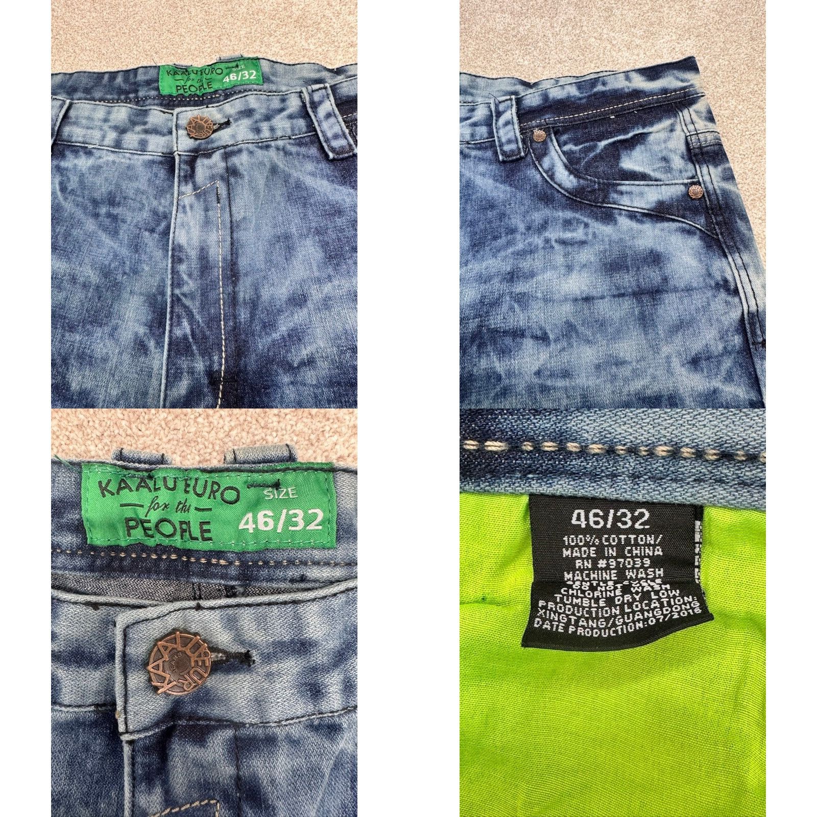 Denime VINTAGE Kaalu Euro Jeans Men’s 46x32 Blue Denim Acid Wash Straight Leg Distressed 6202 Size US 30 / EU 46 - 8 Thumbnail