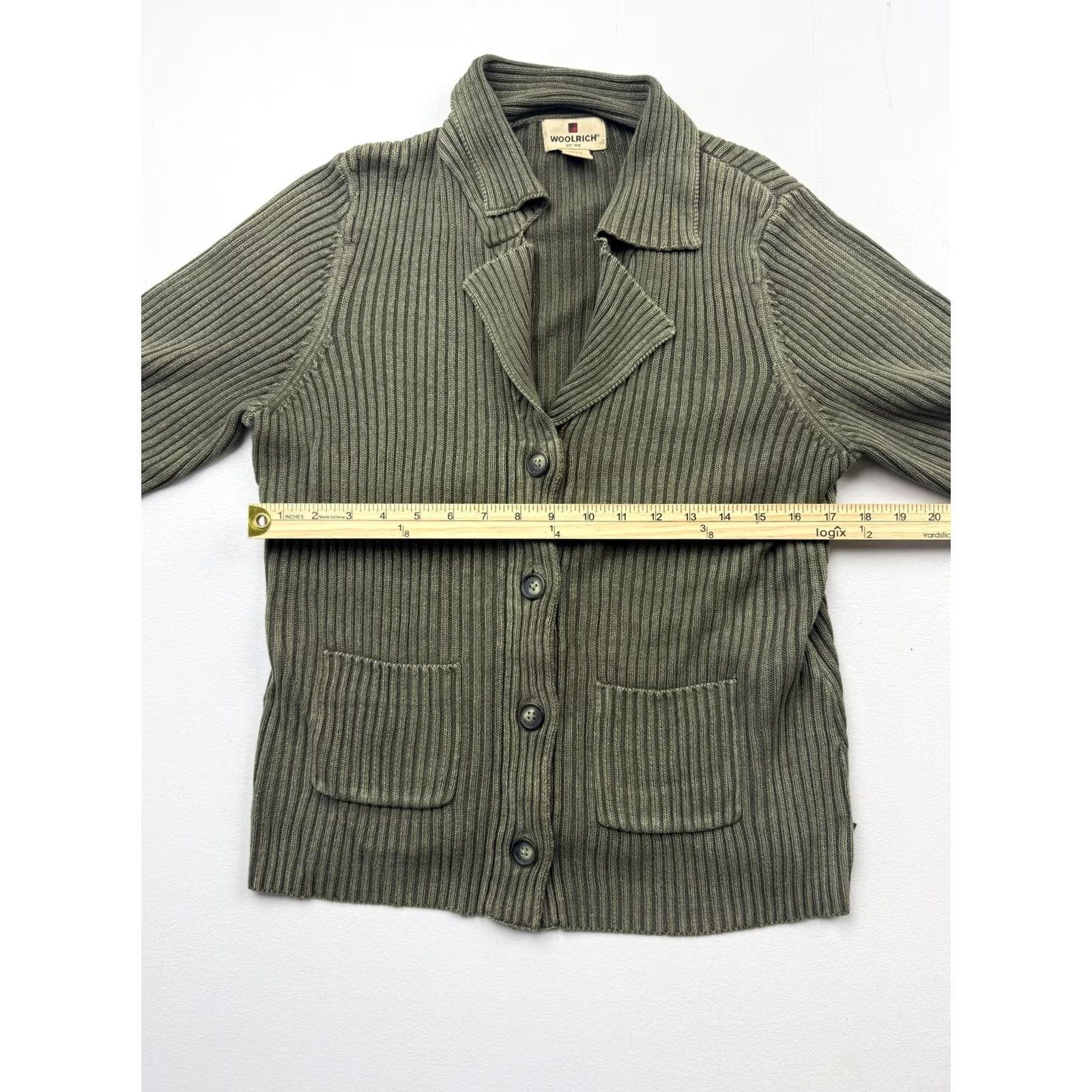 Vintage Woolrich Cardigan Sweater Womens Medium Green Collared Button Front Pockets Size M / US 6-8 / IT 42-44 - 5 Thumbnail