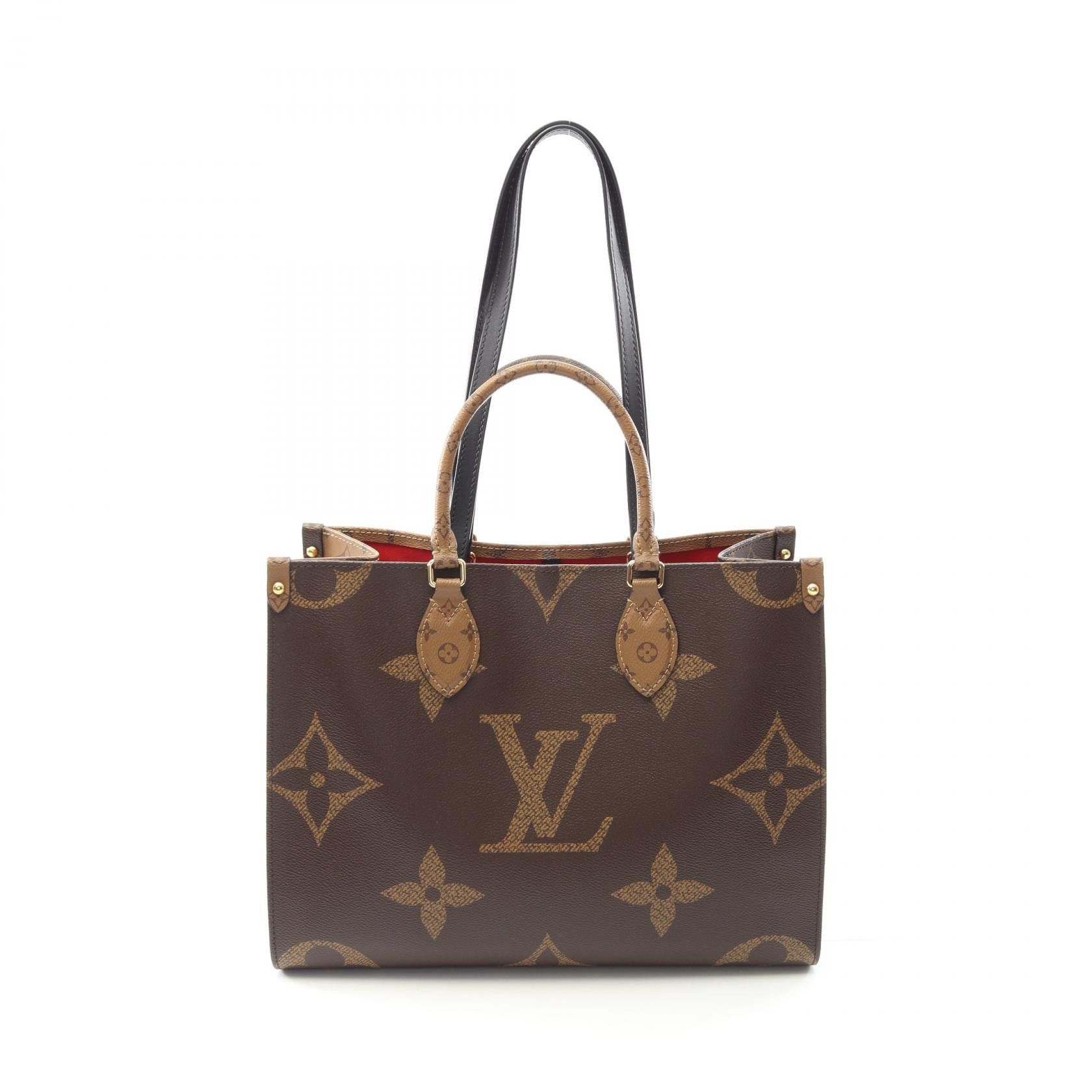 Louis Vuitton Louis Vuitton Onthego Mm Monogram Giant Leather 2Way Tote Bag Canvas Tote Bag M45321 in Brown, Women's