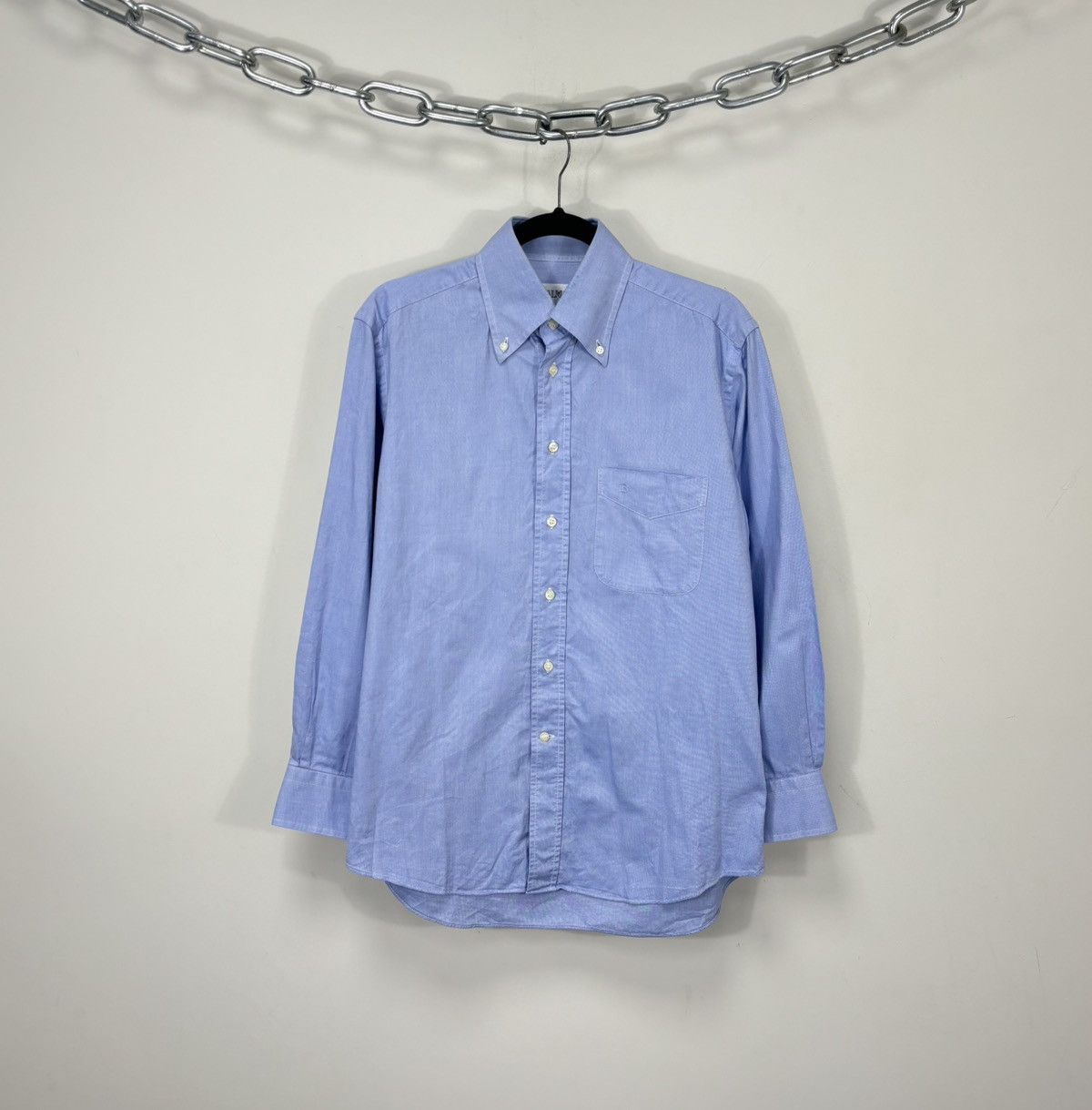 Balmain Vintage Balmain Men’s Light Blue Luxury Oxford Dress Shirt Size US M / EU 48-50 / 2 - 1 Thumbnail
