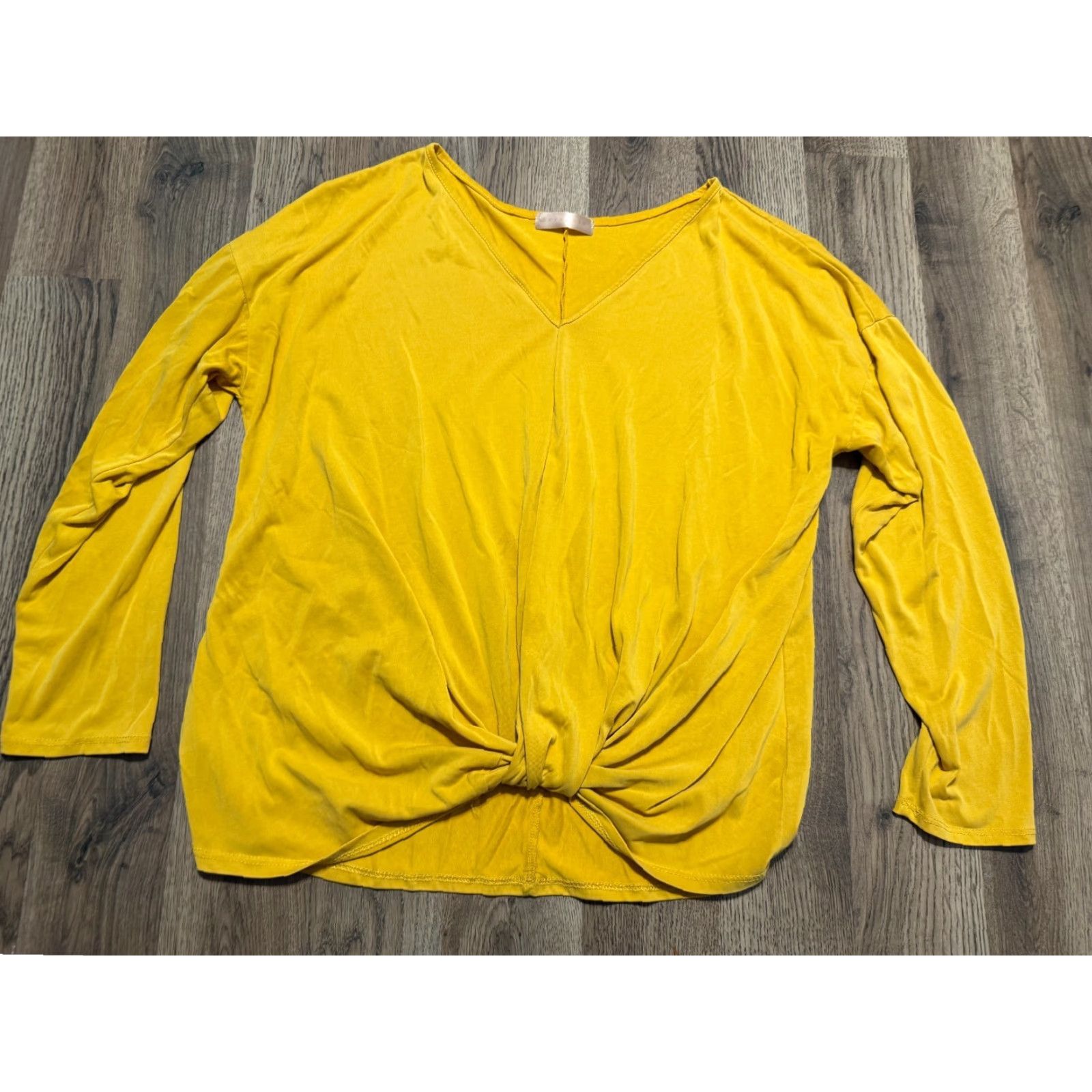 Vintage Seraphic Shirt Women XL Yellow Long Sleeve V-Neck Front Twist T-Shirt Size XL / US 12-14 / IT 48-50 - 2 Thumbnail