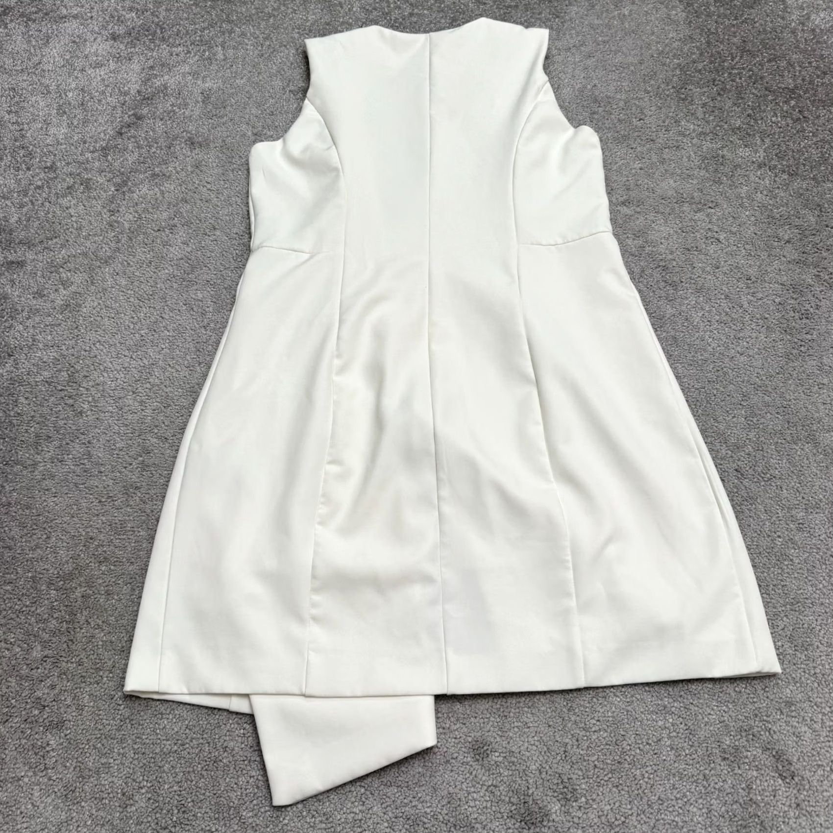 Bebe BeBe Mini Dress Womens Small Ivory Gold Button Asymmetrical Vest Sleeveless Size S / US 4 / IT 40 - 2 Thumbnail