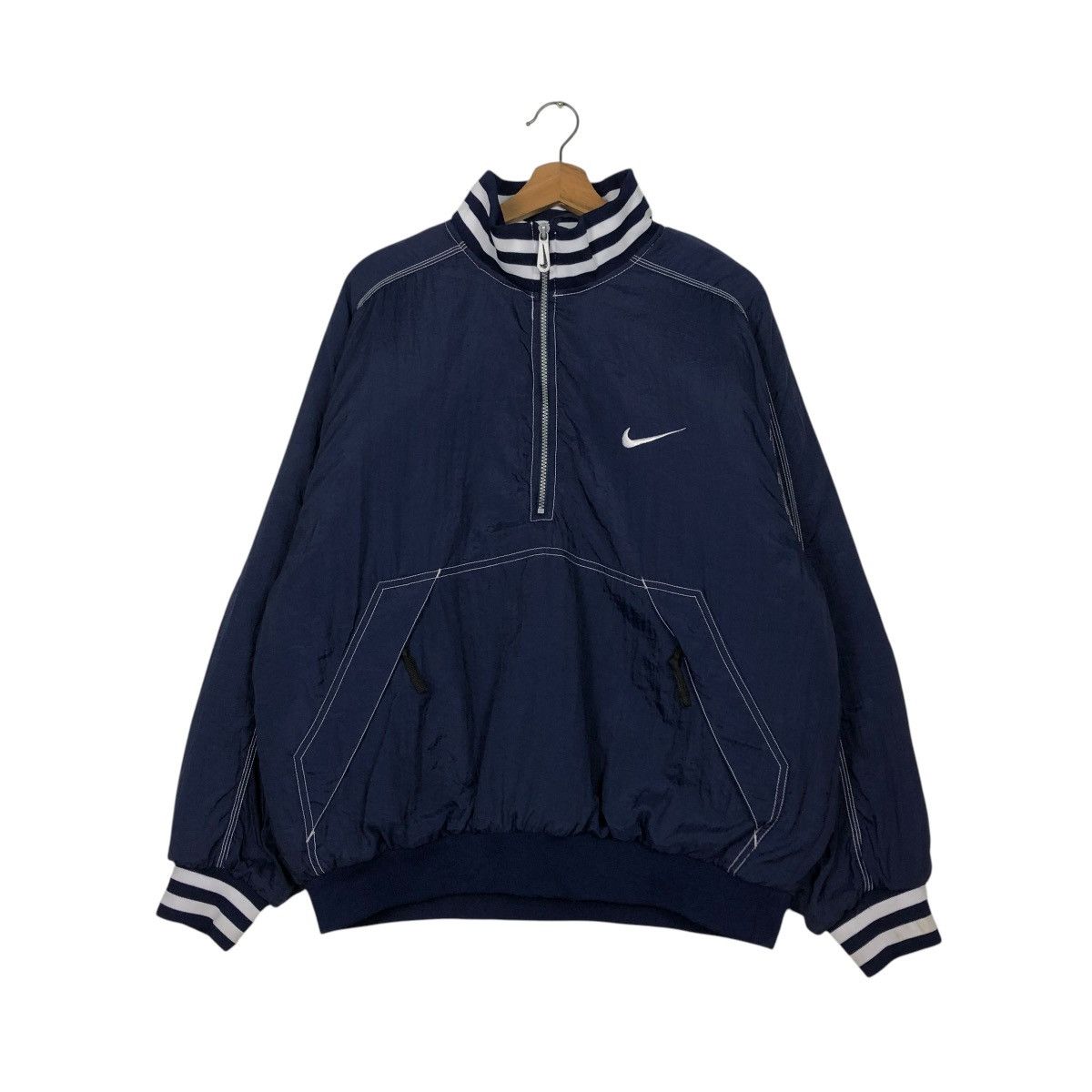 Nike 🔥VINTAGE BOMBER JACKET NIKE HALF ZIPPER BIG SWOOSH Size US M / EU 48-50 / 2 - 4 Thumbnail