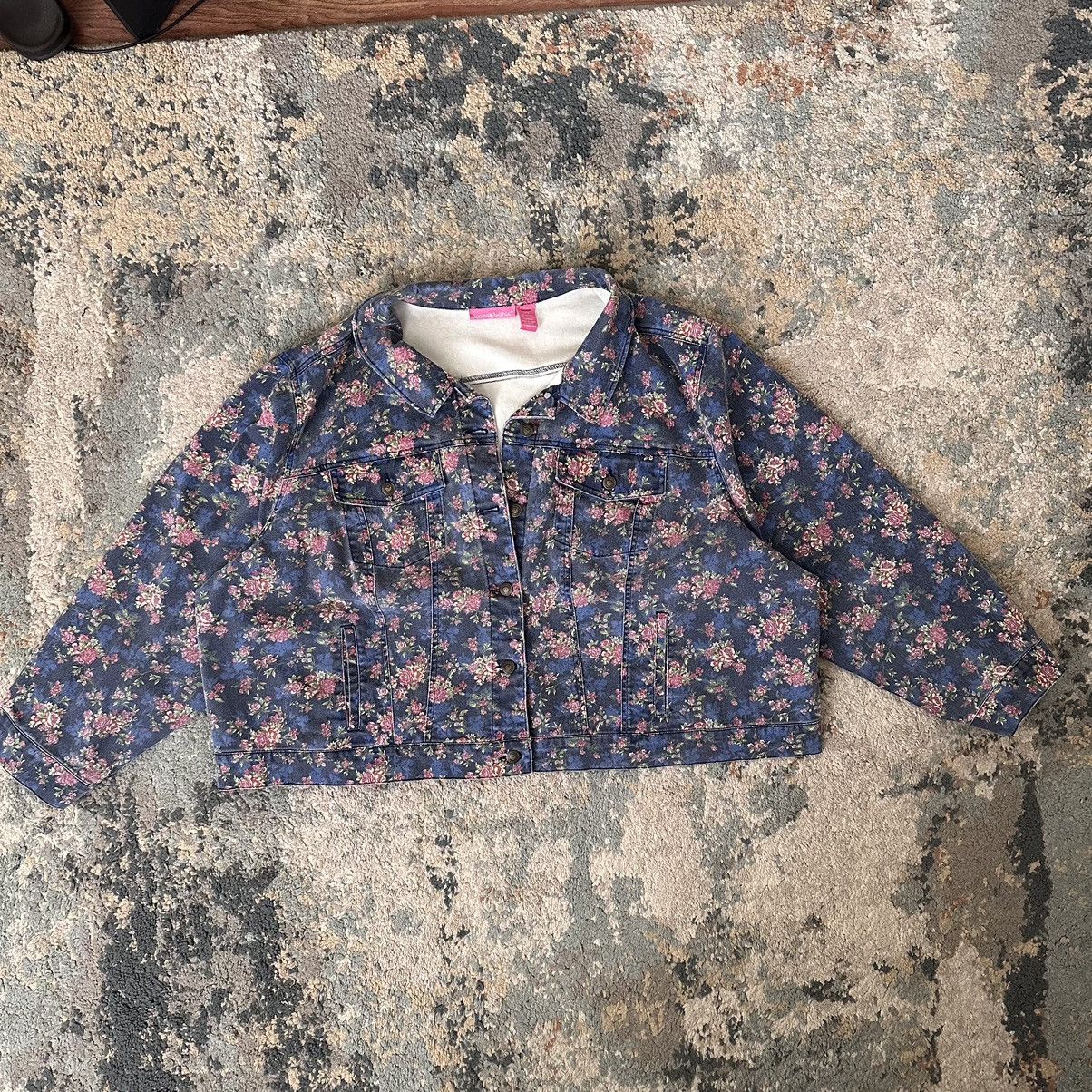 Vintage Floral Denim Jacket Size US XXL / EU 58 / 5 - 1 Thumbnail