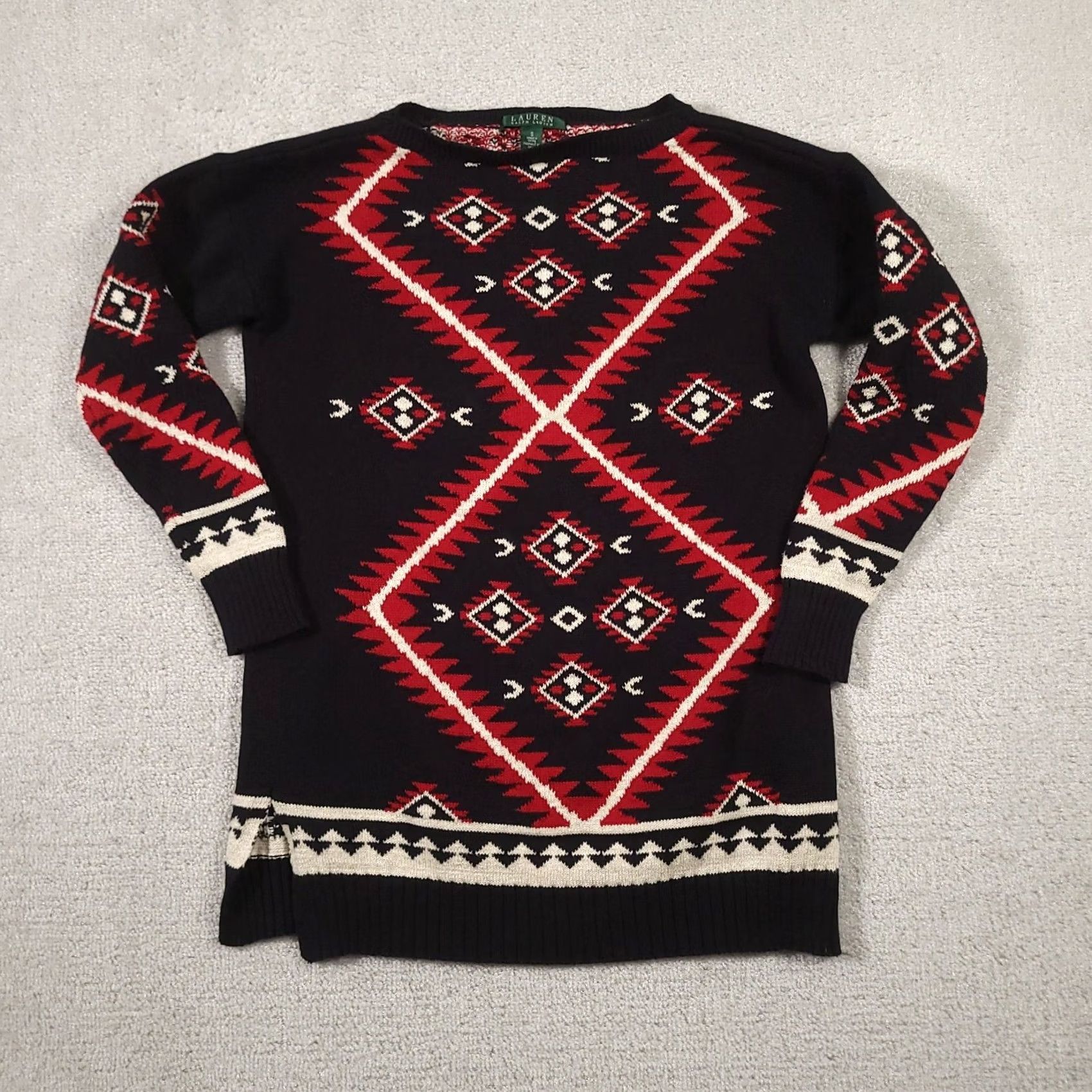 Ralph Lauren VINTAGE Lauren Ralph Lauren Womens Southwest Aztec Sweater Black Pullover Size S / Small Size S / US 4 / IT 40 - 2 Thumbnail