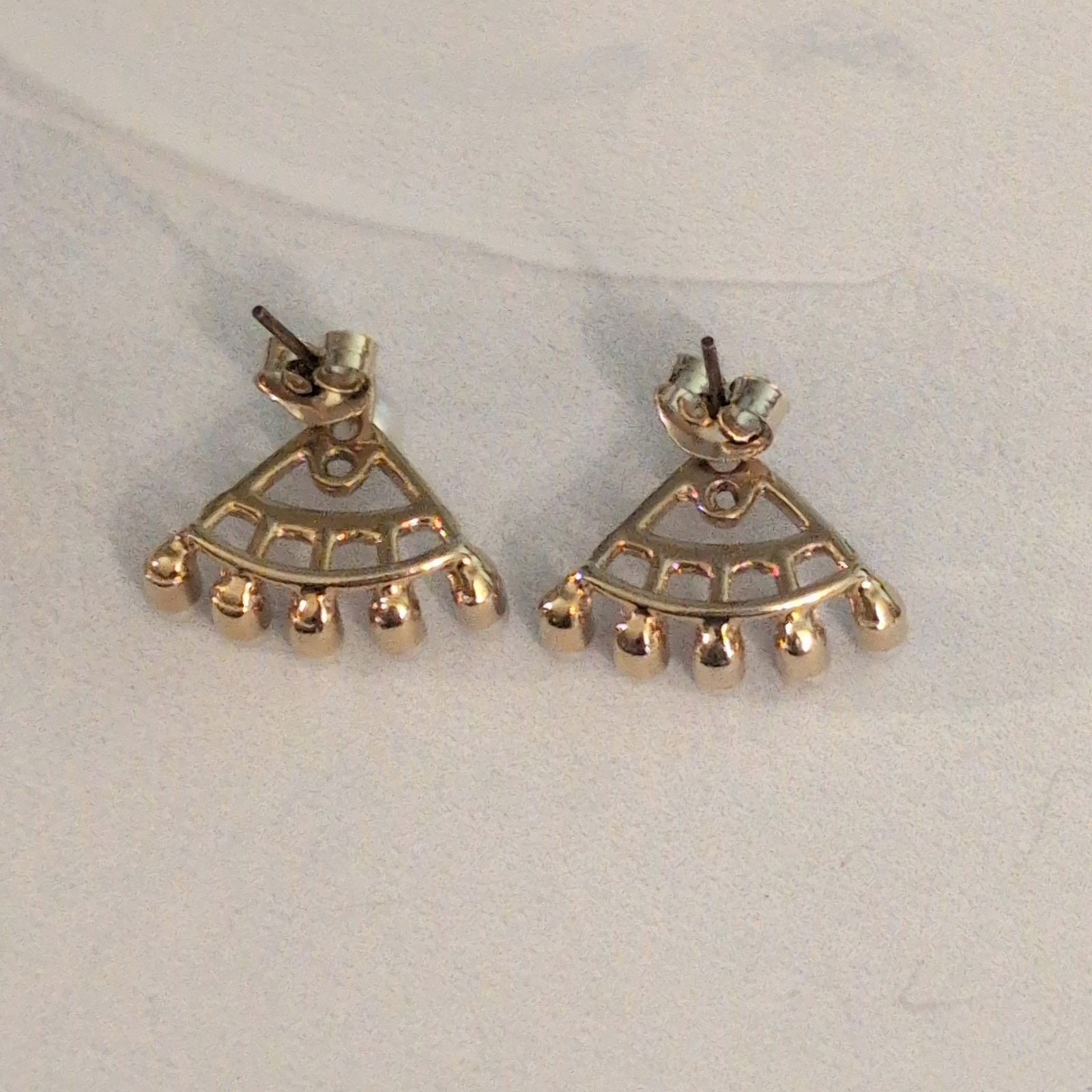 Other Dainty VTG Gold-Tone & Faux Pearl Fan-Shaped Jacket Earrings Size ONE SIZE - 5 Thumbnail