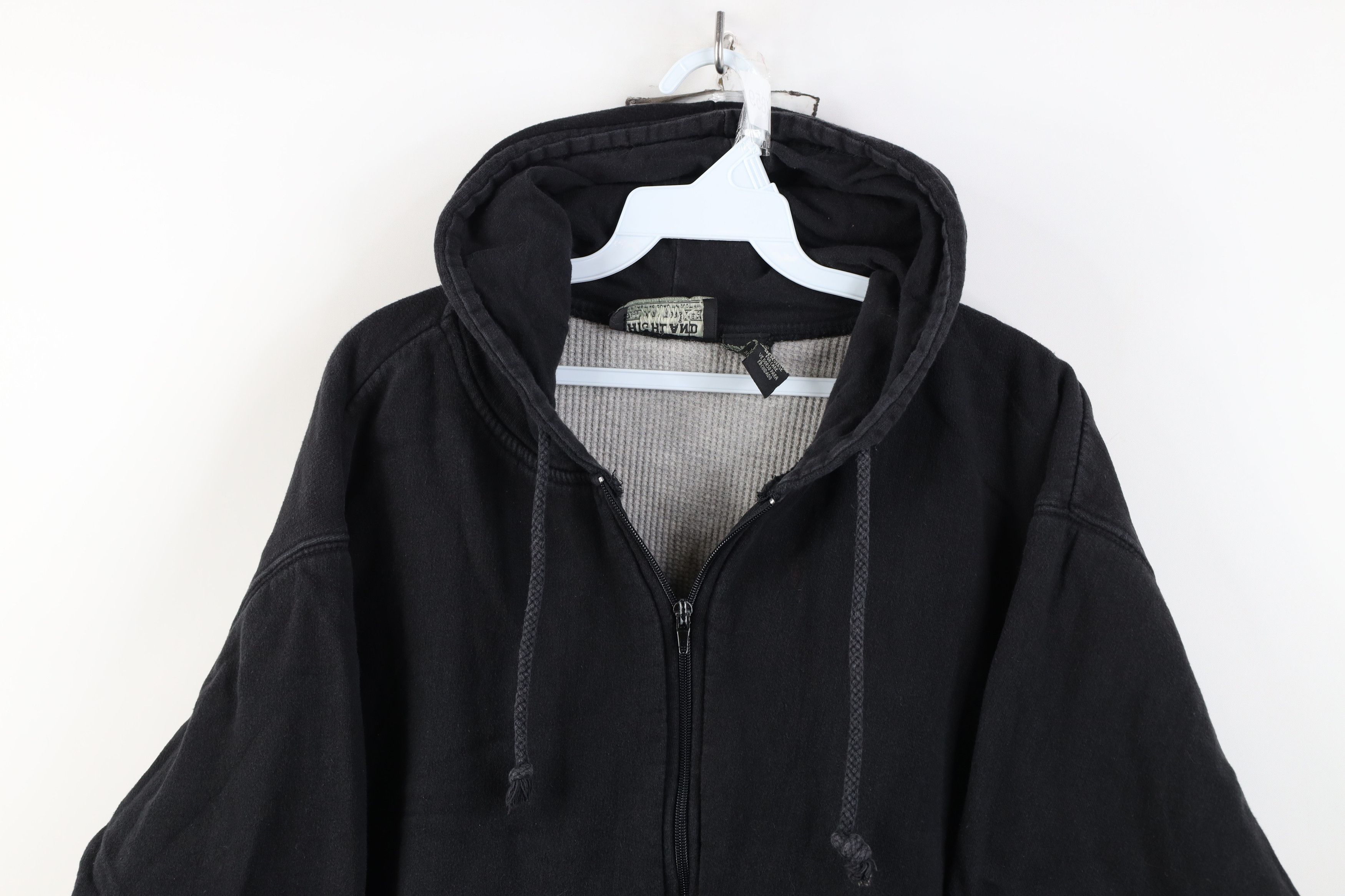 Vintage Vintage 90s Streetwear Waffle Lined Full Zip Hoodie Black Size US M / EU 48-50 / 2 - 2 Thumbnail