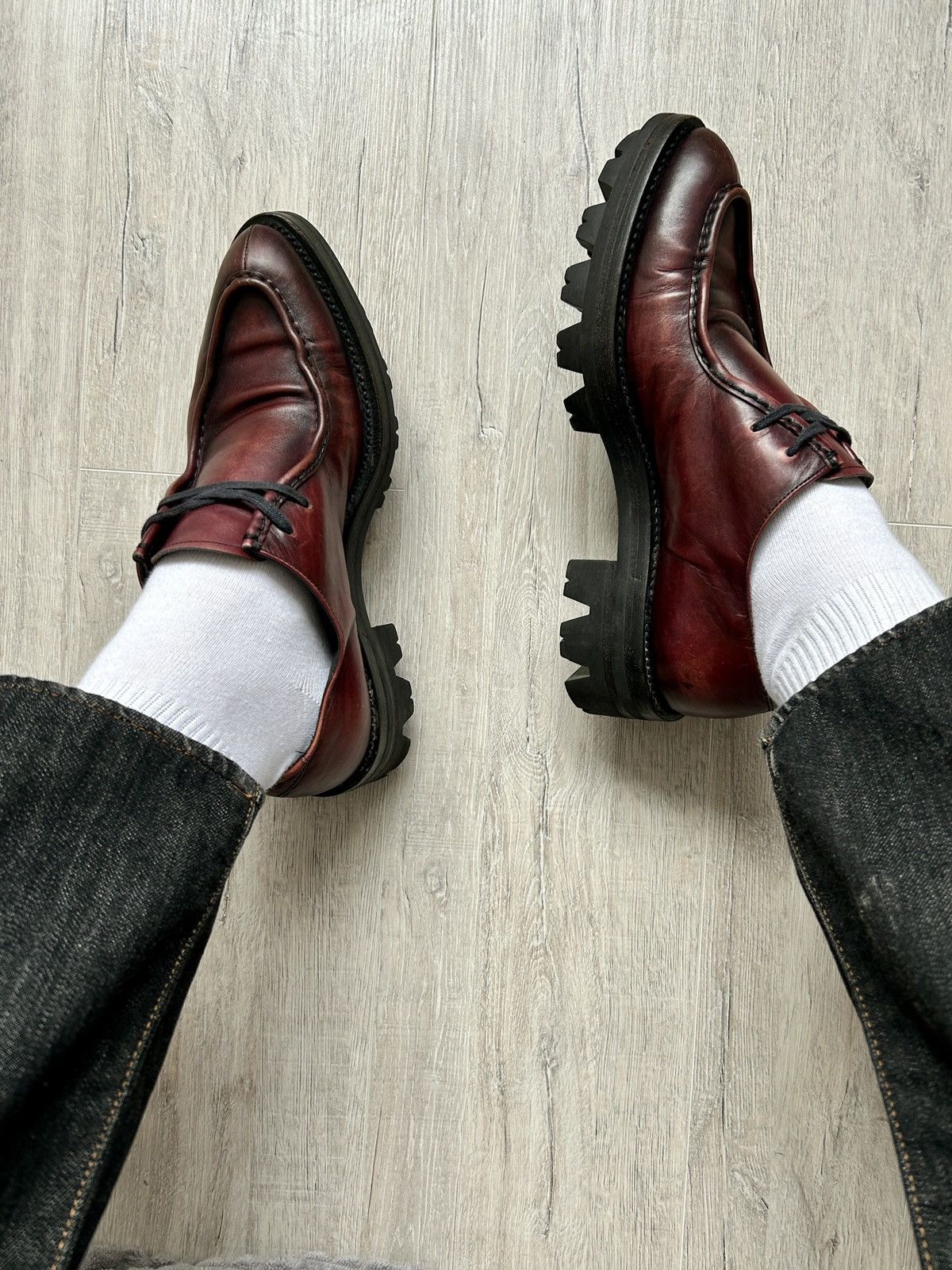 Prada Rare Prada FW13 Runaway Calfskin Burgundy Lug Sole Creepers Size US 9 / EU 42 - 6 Thumbnail