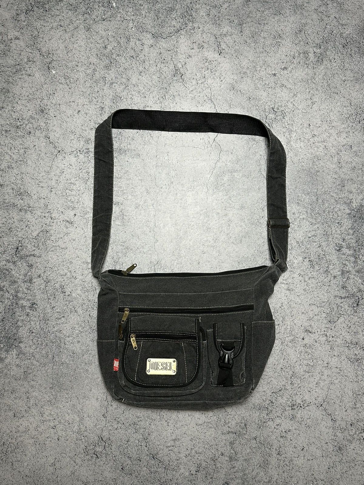 Vintage Diesel Multipocket Crossbody Messenger Bag y2k