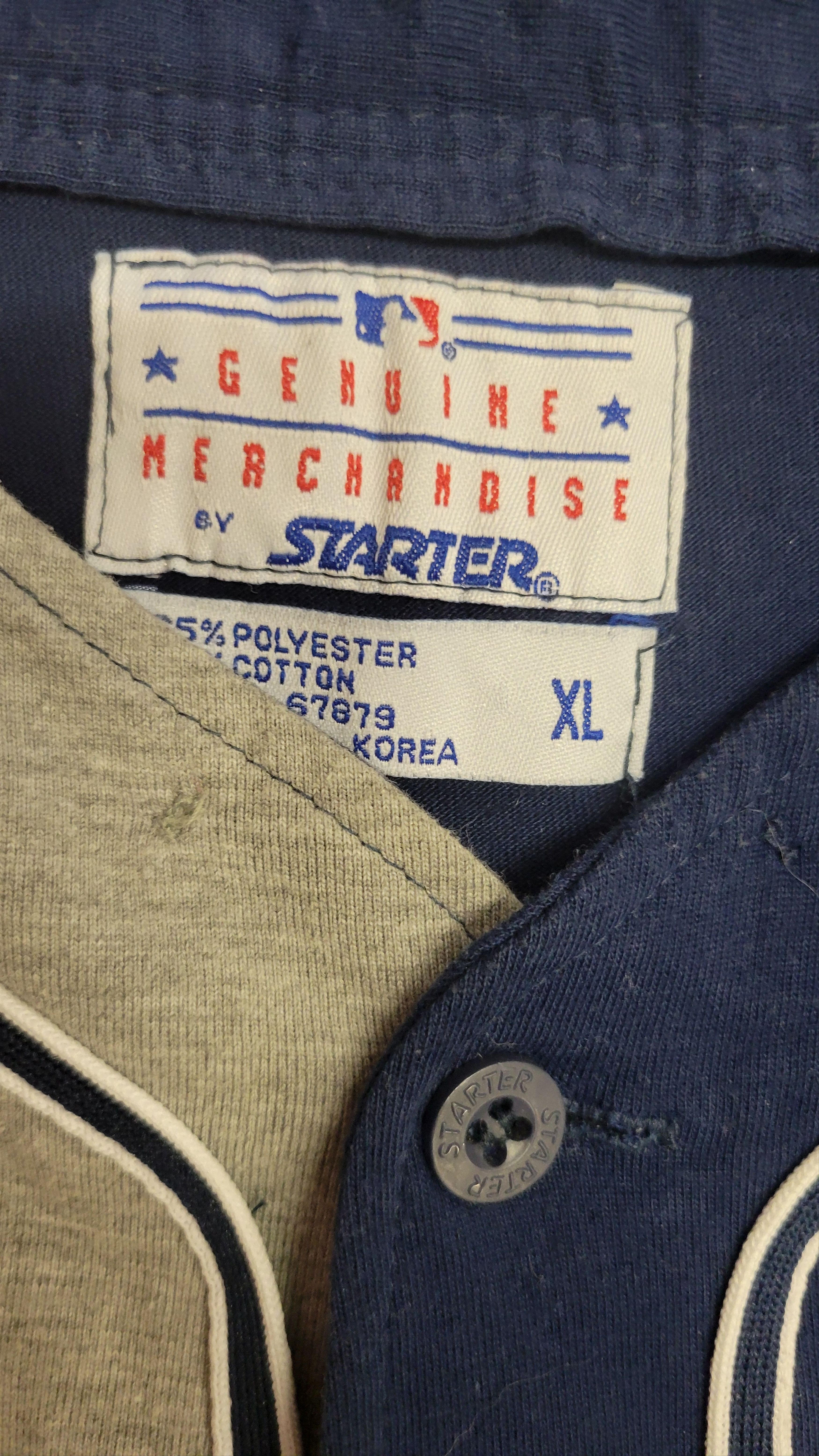 Vtg 90s Starter New York Yankees Gray & Blue Jersey