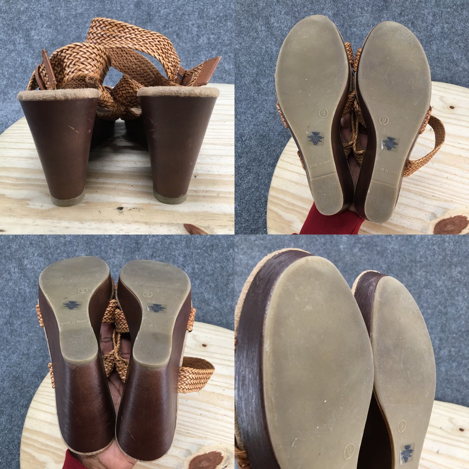 Old Navy Old Navy Heels Womens 9 Pump Brown Faux Leather Buckle Cross Strap Wedge Heels Size US 9 / IT 39 - 8 Thumbnail