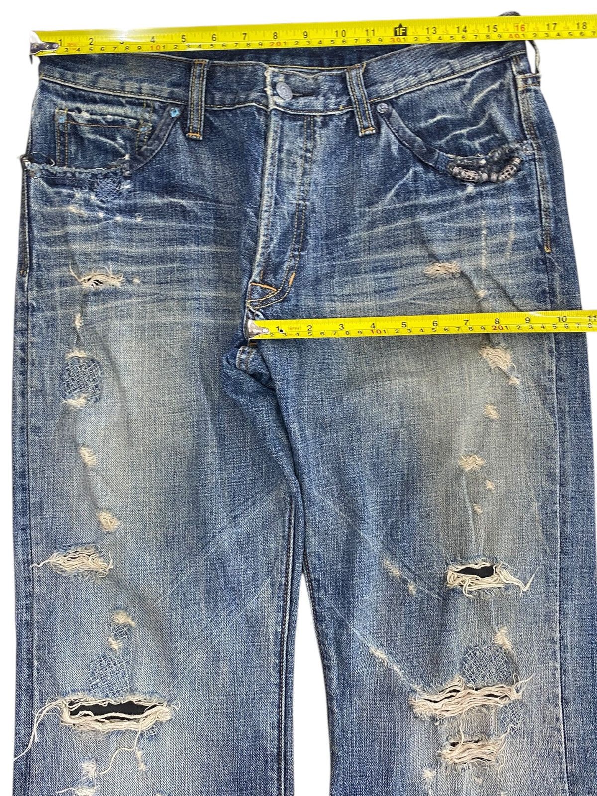 Other Japanese Brand Acid Blue Wash Style Distressed Jeans Size US 32 / EU 48 - 5 Thumbnail