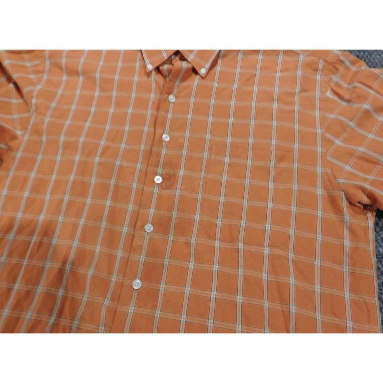 Vintage XMI Mens Shirt Medium Orange Plaid Button-Down Casual Regular Cotton Polyester Knit Long Sleeve Collared Button-Up Western Logo Size US M / EU 48-50 / 2 - 5 Thumbnail