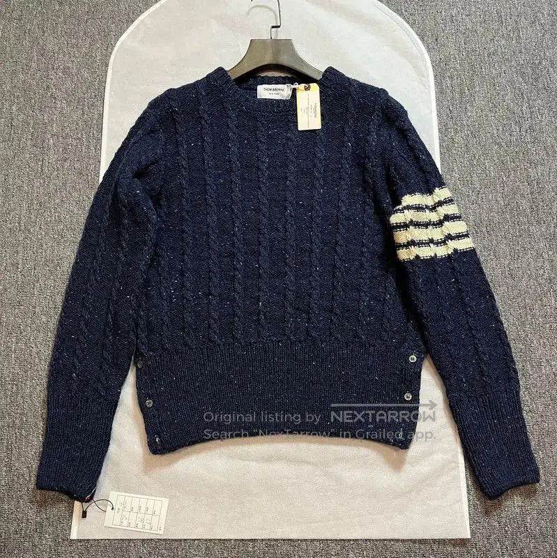 Thom Browne Thom Browne Navy Wool Crewneck Sweater for Men . Size US XL / EU 56 / 4 - 1 Thumbnail