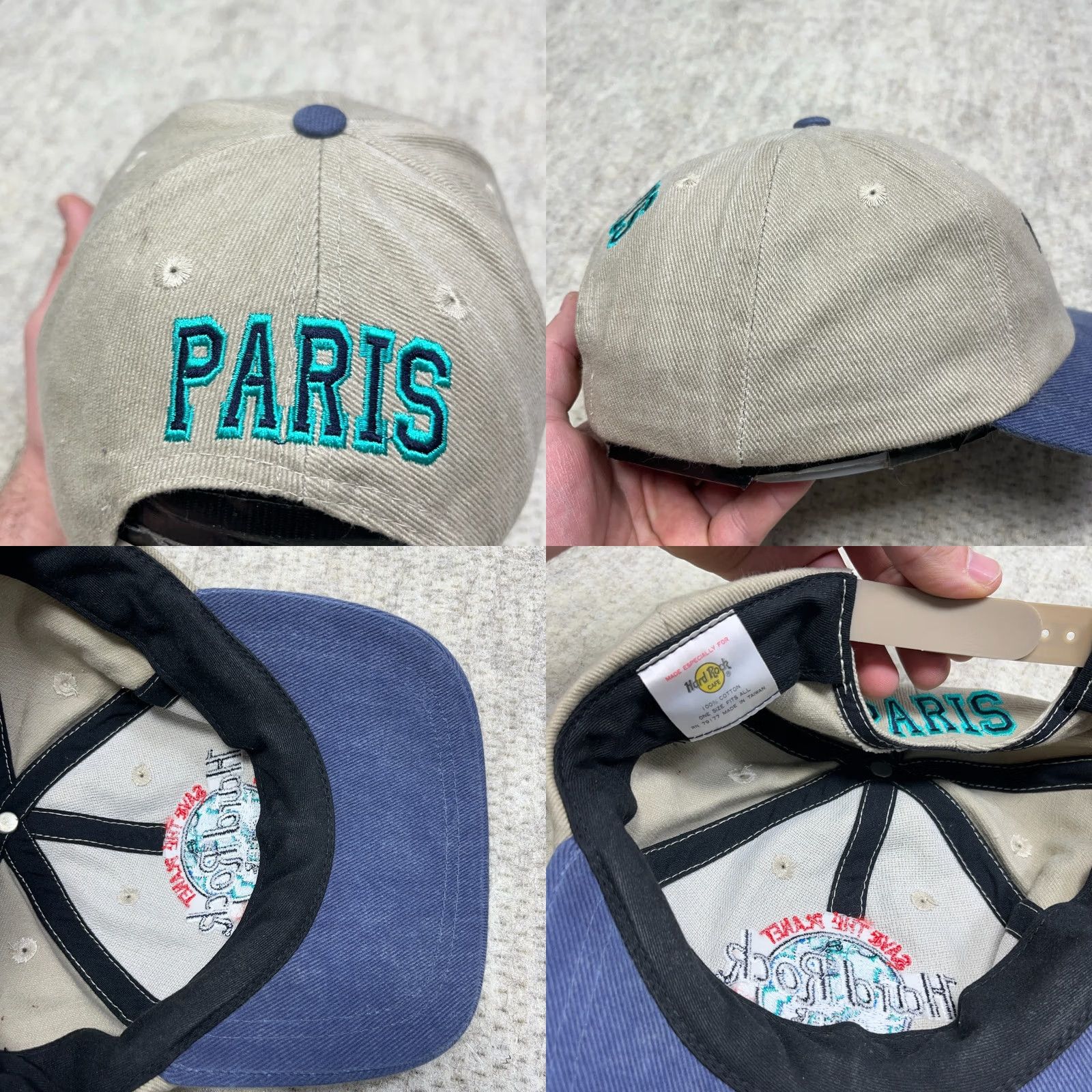 Hard Rock Cafe VINTAGE Hard Rock Cafe Hat Cap Snapback Adult Paris France Blockhead Tan Blue Size ONE SIZE - 8 Thumbnail