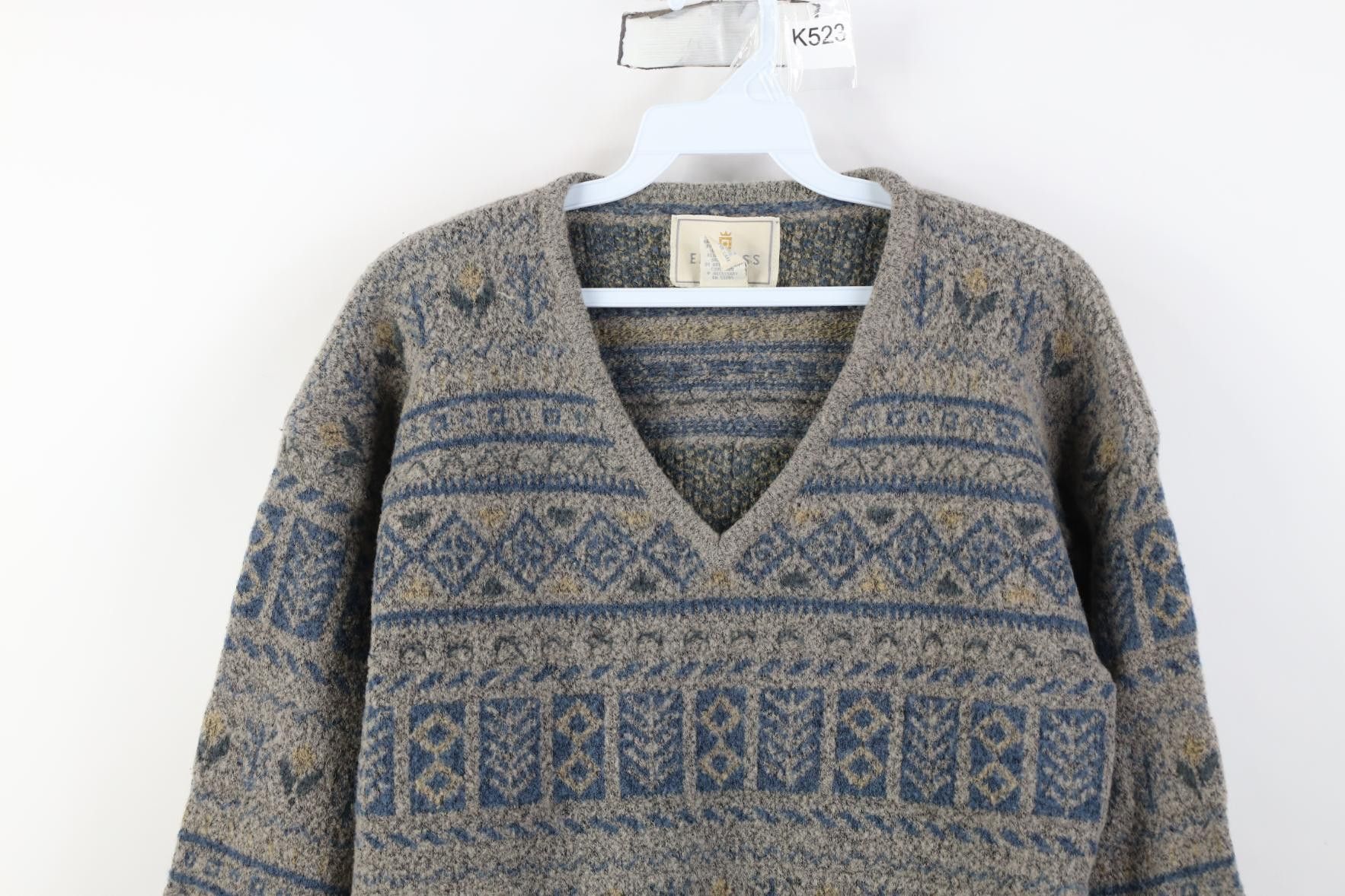 Express Vintage 90s Express Flower Fair Isle Knit V-Neck Sweater Size S / US 4 / IT 40 - 2 Thumbnail