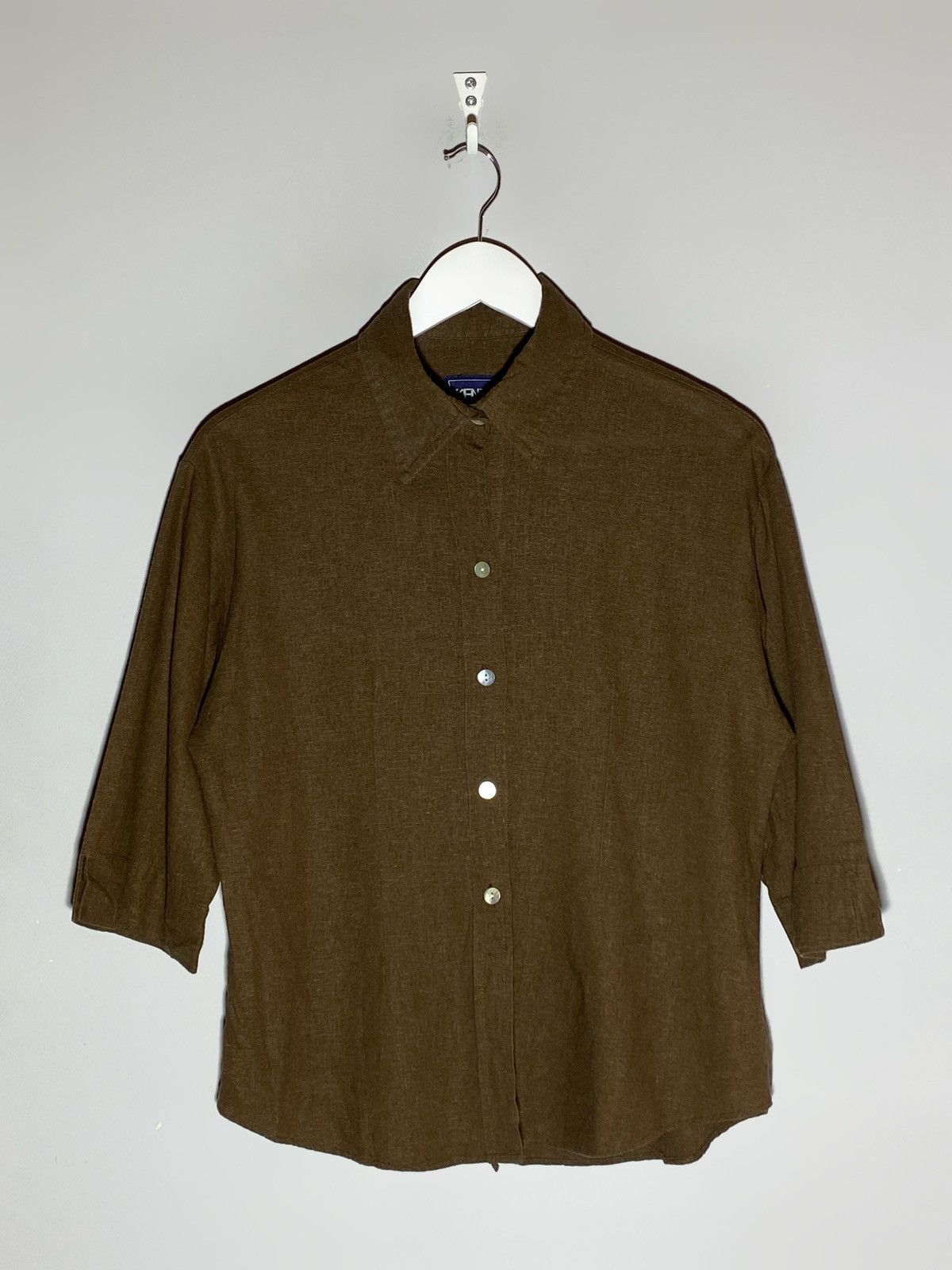 Kenzo Kenzo Femme Vintage 90s Brown Linen Shirt Size XL / US 12-14 / IT 48-50 - 1 Thumbnail