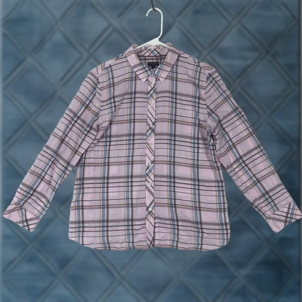Talbots Talbots Shirt Plaid Pink Womens Petite Button-Up PS Casual Preppy 100% Cotton Long Sleeve Regular Button Collar Womens Size S / US 4 / IT 40 - 1 Thumbnail