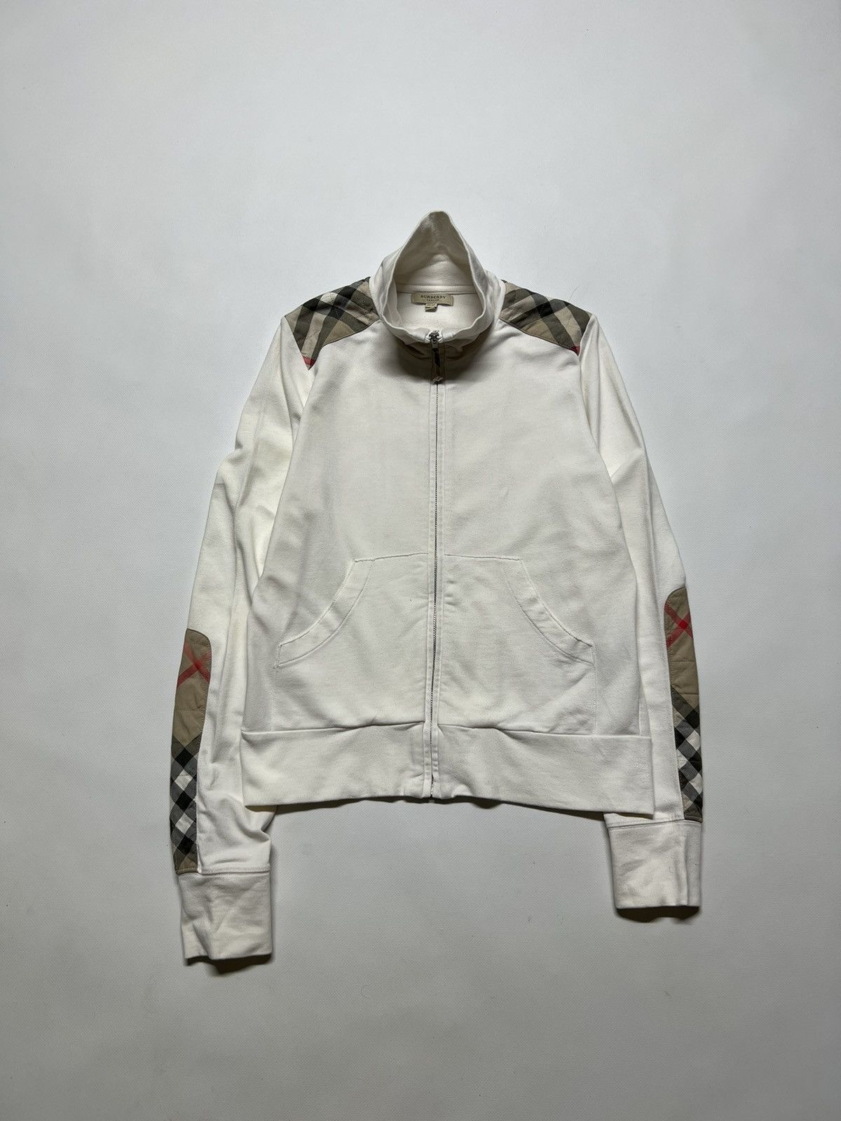 image of Y2K Burberry London Nova Check Zip Sweatshirt 00’S in White, Women's (Size Medium)