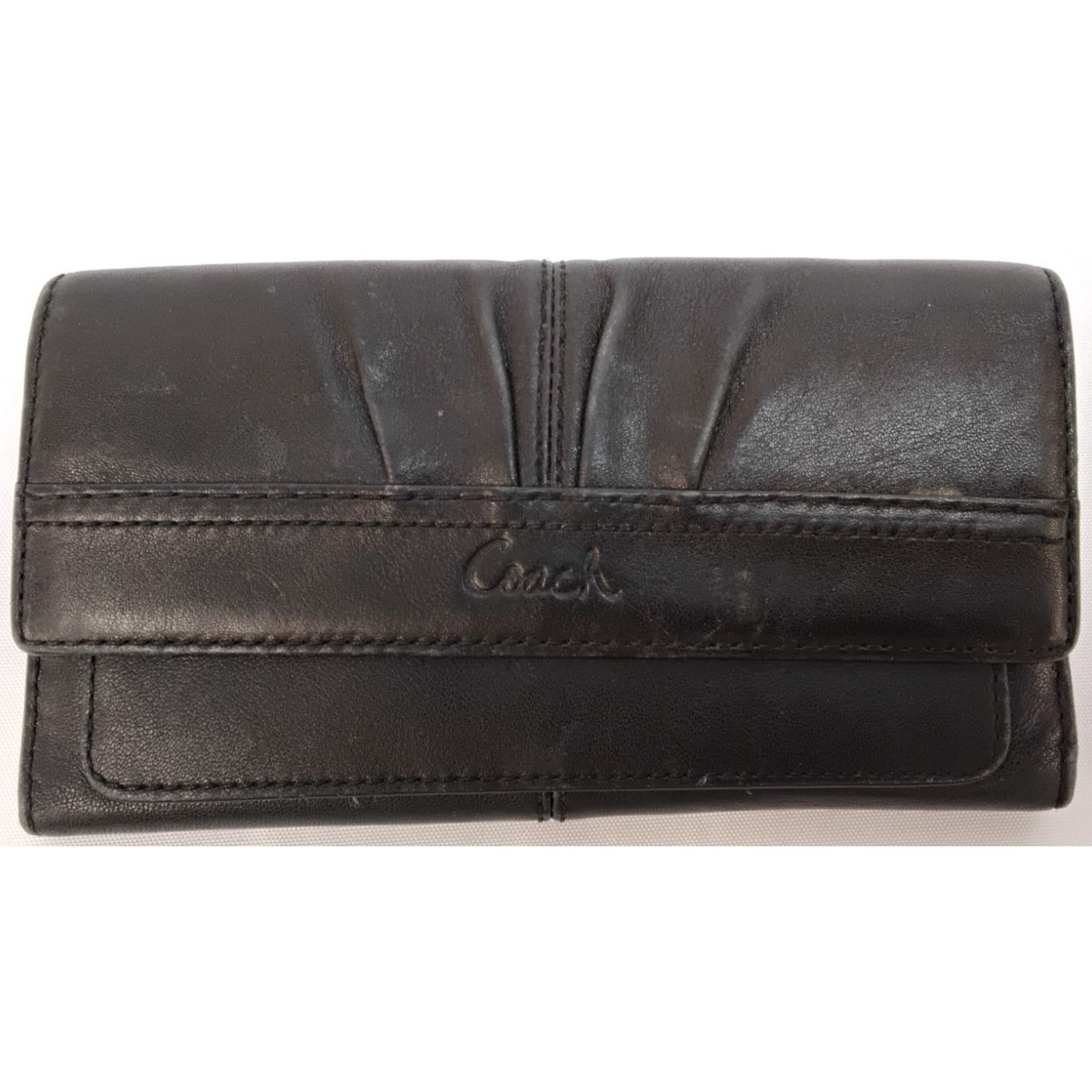 Coach Coach Tri-Fold Black Leather Wallet Envelope Snap VTG 2000s Size ONE SIZE - 2 Thumbnail