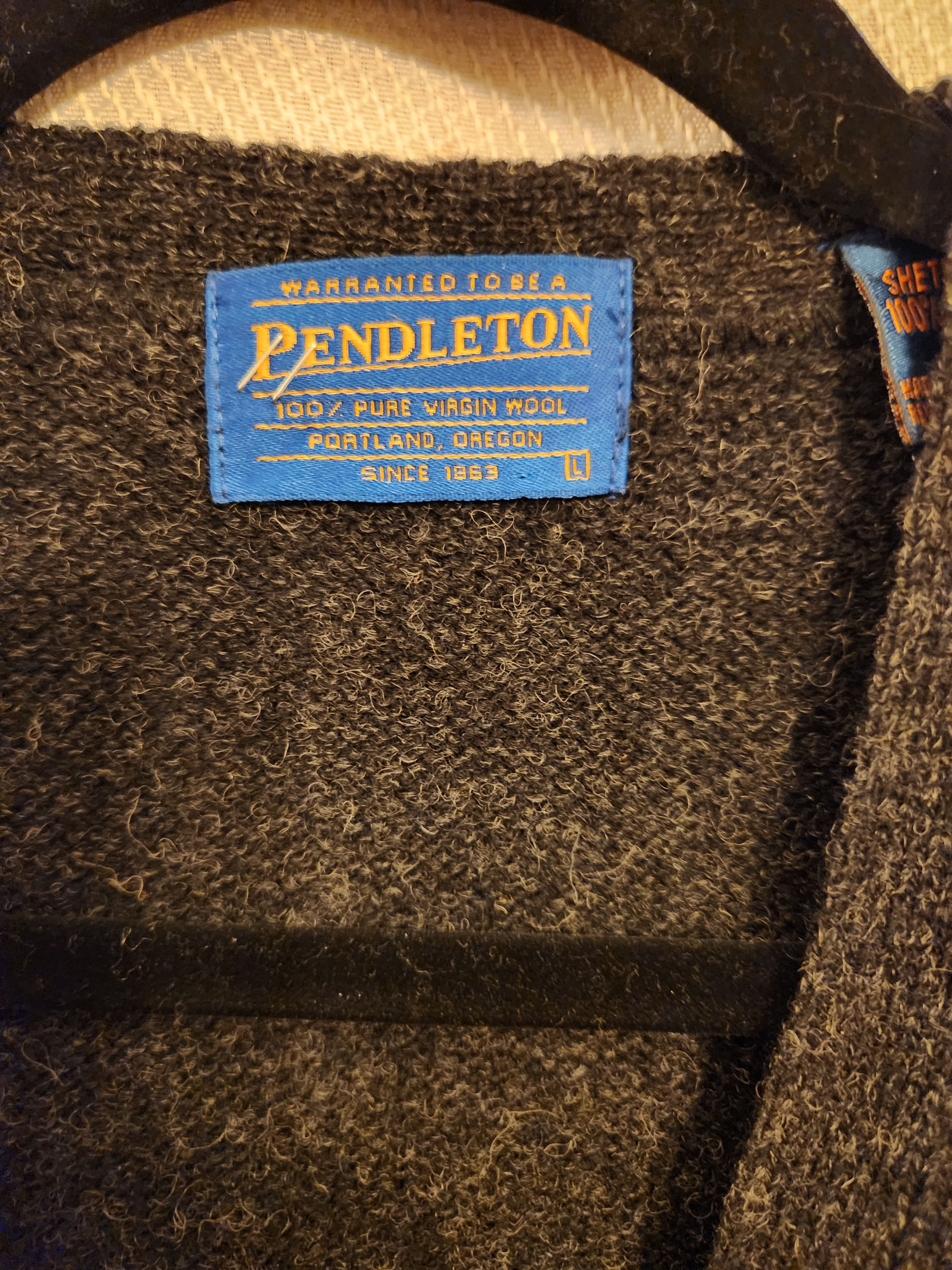 Pendleton Vintage 80's 100% Wool Gray Button Front Cardigan Size US L / EU 52-54 / 3 - 4 Thumbnail