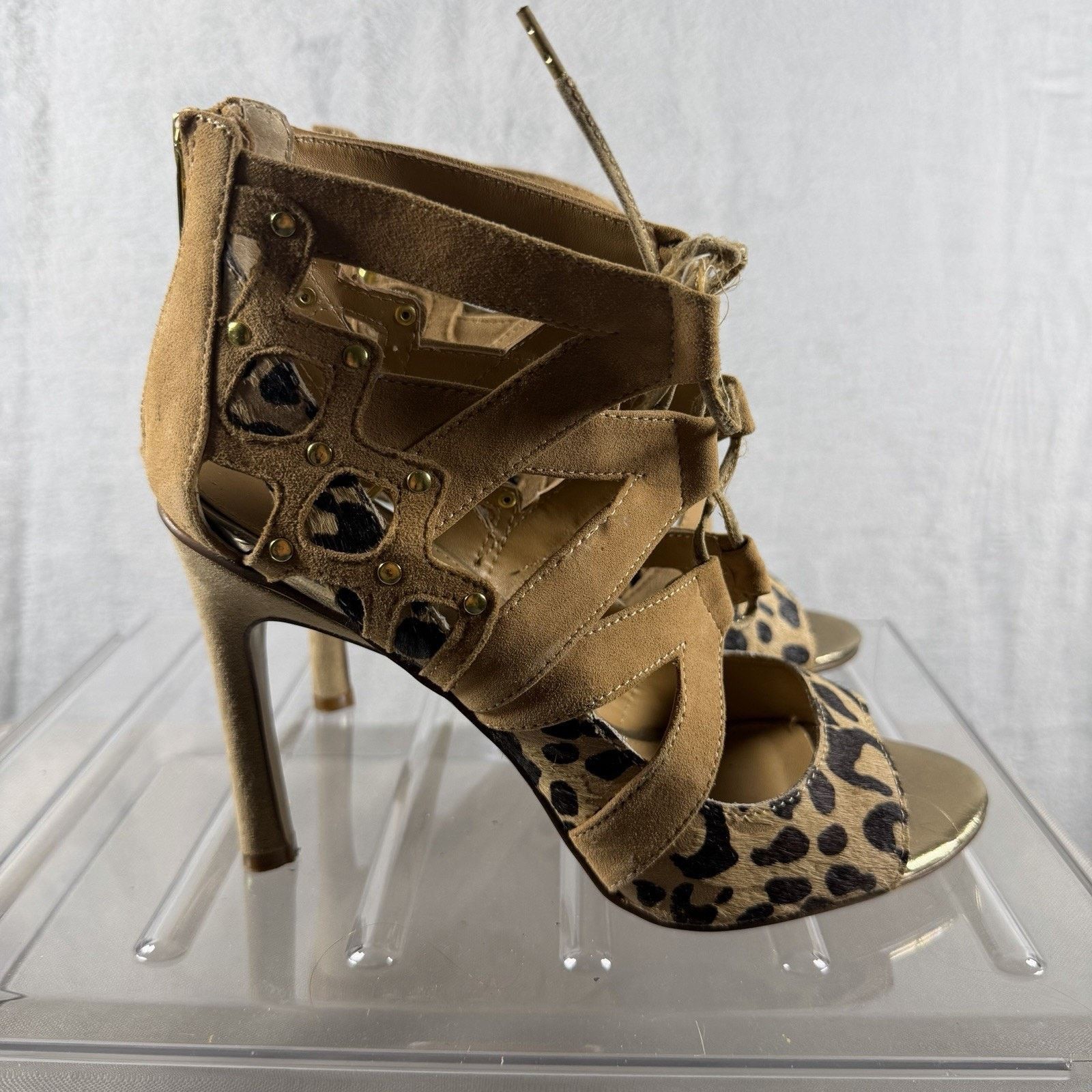 Dolce Vita Dolce Vita Strappy Stiletto Heels Women’s 7 Tan Leopard Y2K Size US 7.5 / IT 37.5 - 1 Thumbnail