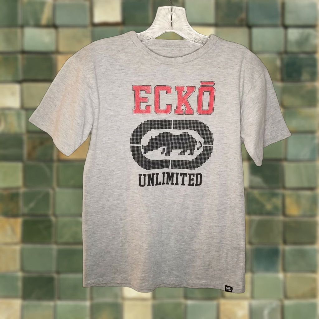 Ecko Unltd. VINTAGE Ecko Unltd T-Shirt Shirt Boys Gray Short Sleeve Size L Back Logo Peel, 90s? Size US L / EU 52-54 / 3 - 1 Thumbnail