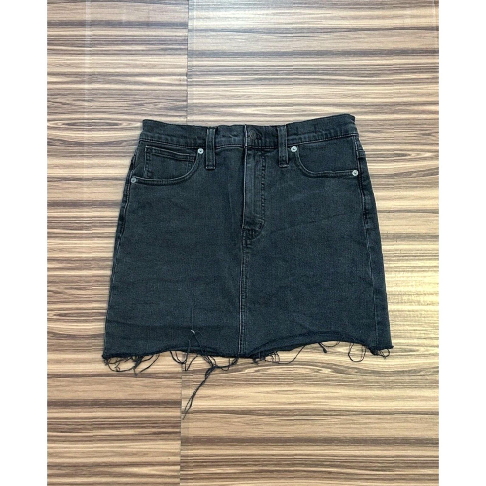 Madewell Madewell Women's Stretch Denim Straight Mini Skirt Size 27 Black Wash Size 27" / US 4 / IT 40 - 2 Thumbnail