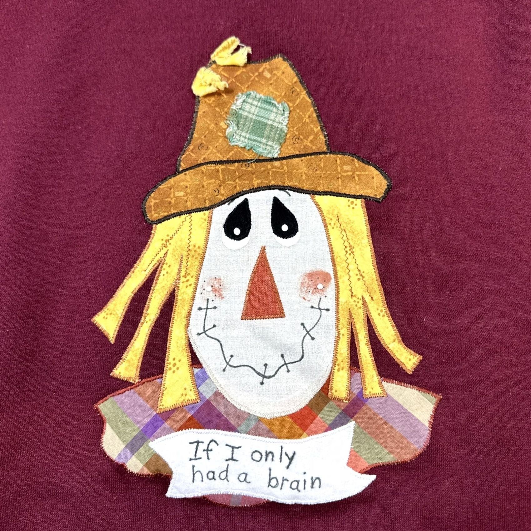 Hanes VINTAGE Hanes Her Way Shirt M Burgundy Grandma Sweatshirt Scarecrow Only Had Brain Size US M / EU 48-50 / 2 - 5 Thumbnail
