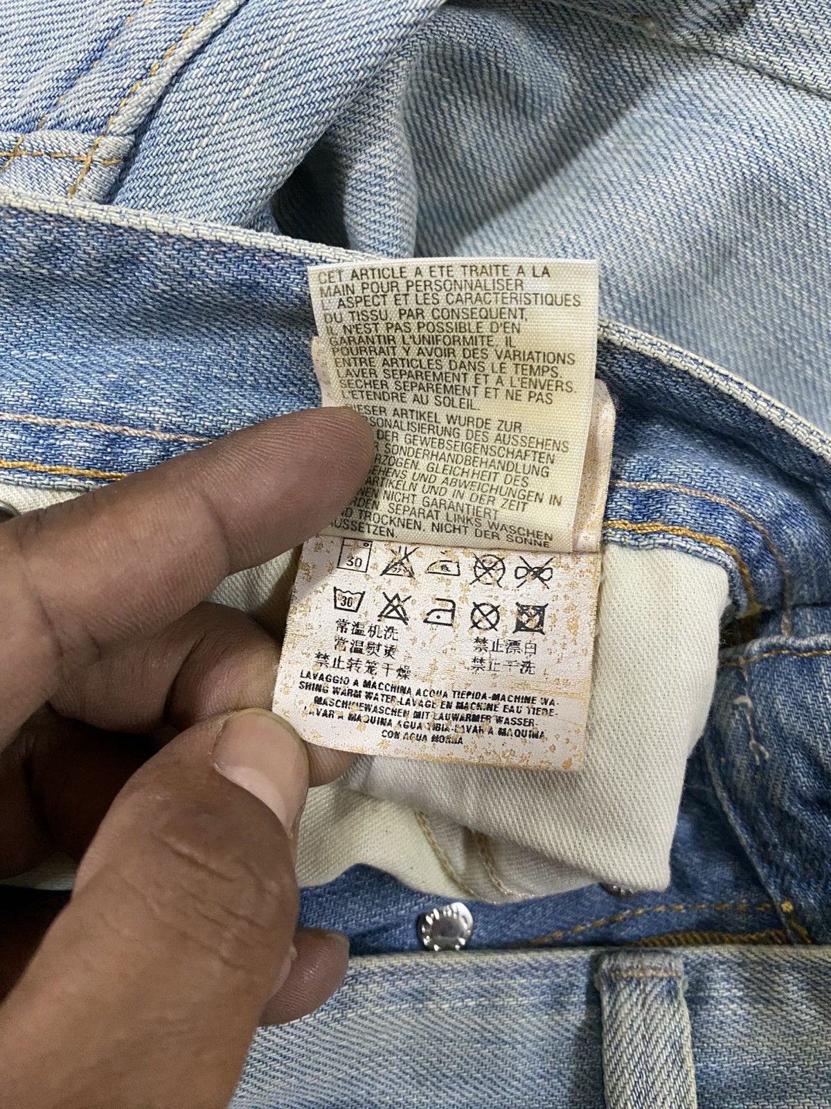 Tornado Mart Vintage Replay Slim Fit Distressed Denim Wash Blue @315 Size US 32 / EU 48 - 13 Thumbnail